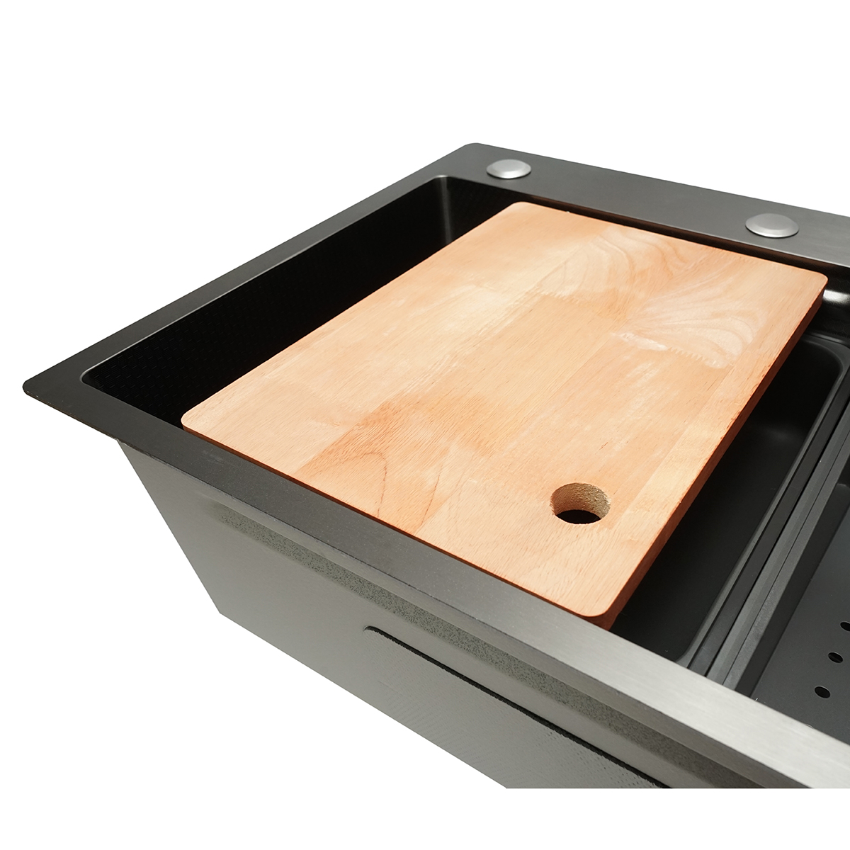 Chiuveta bucatarie multifunctionala din otel inoxidabil cu functie cascada, scurgator, tava, tocator si accesorii incluse, dimensiune 75x46x22cm - imagine 11