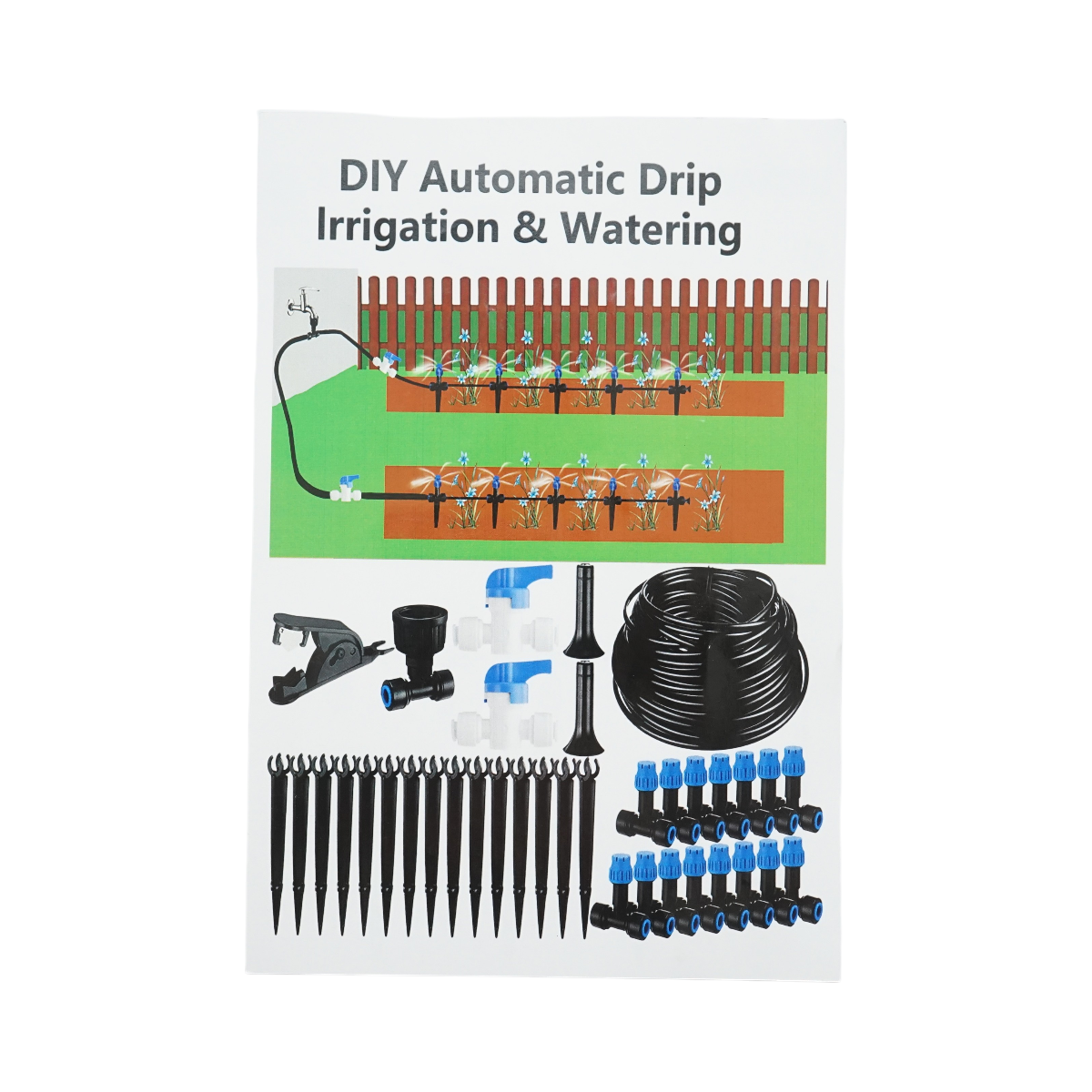 Kit complet irigare prin picurare cu furtun 19m, duze, robineti, tije de fixare 37 piese - imagine 16
