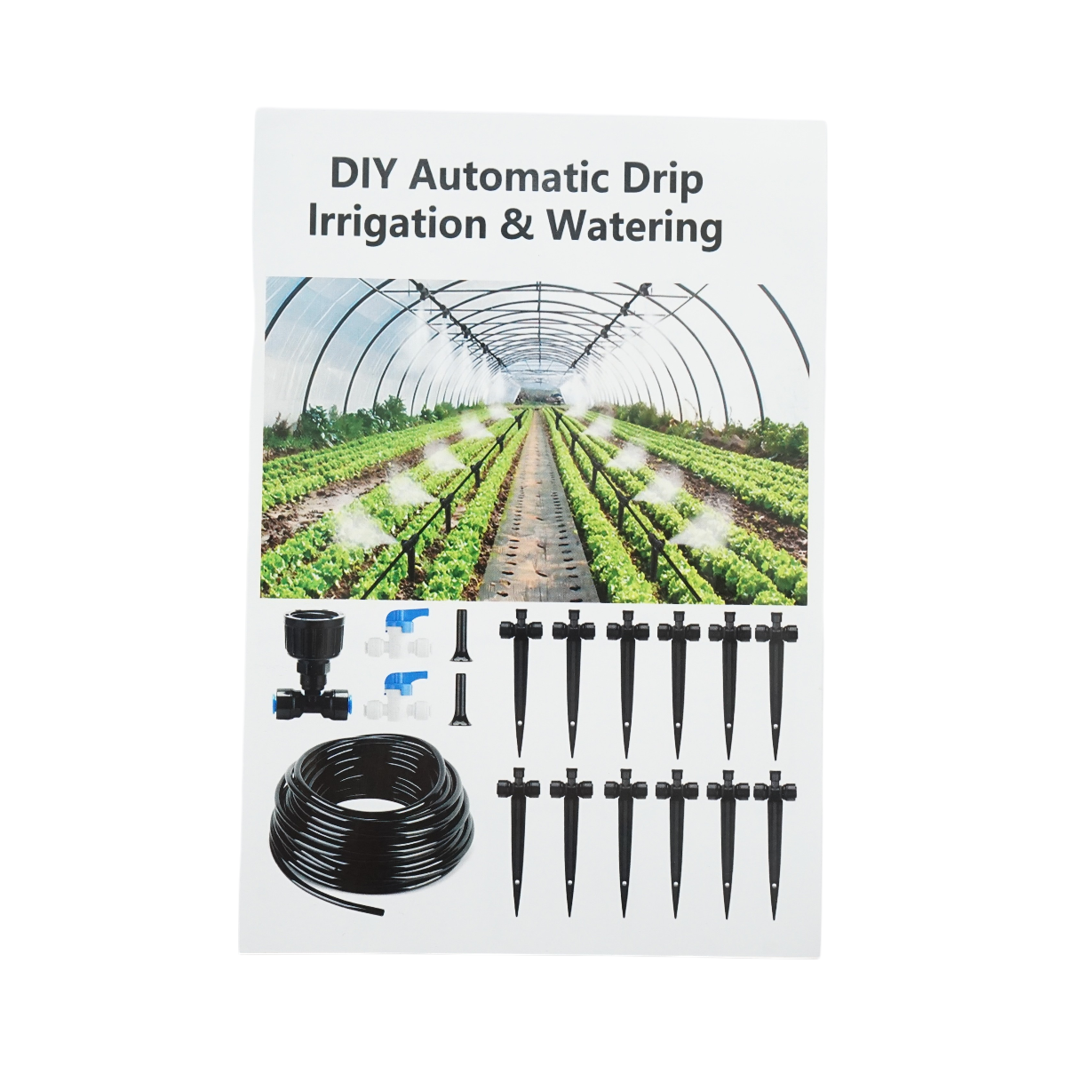 Kit complet irigare prin pulverizare cu furtun 15m, duze, robineti, tije de fixare 30 piese - imagine 15