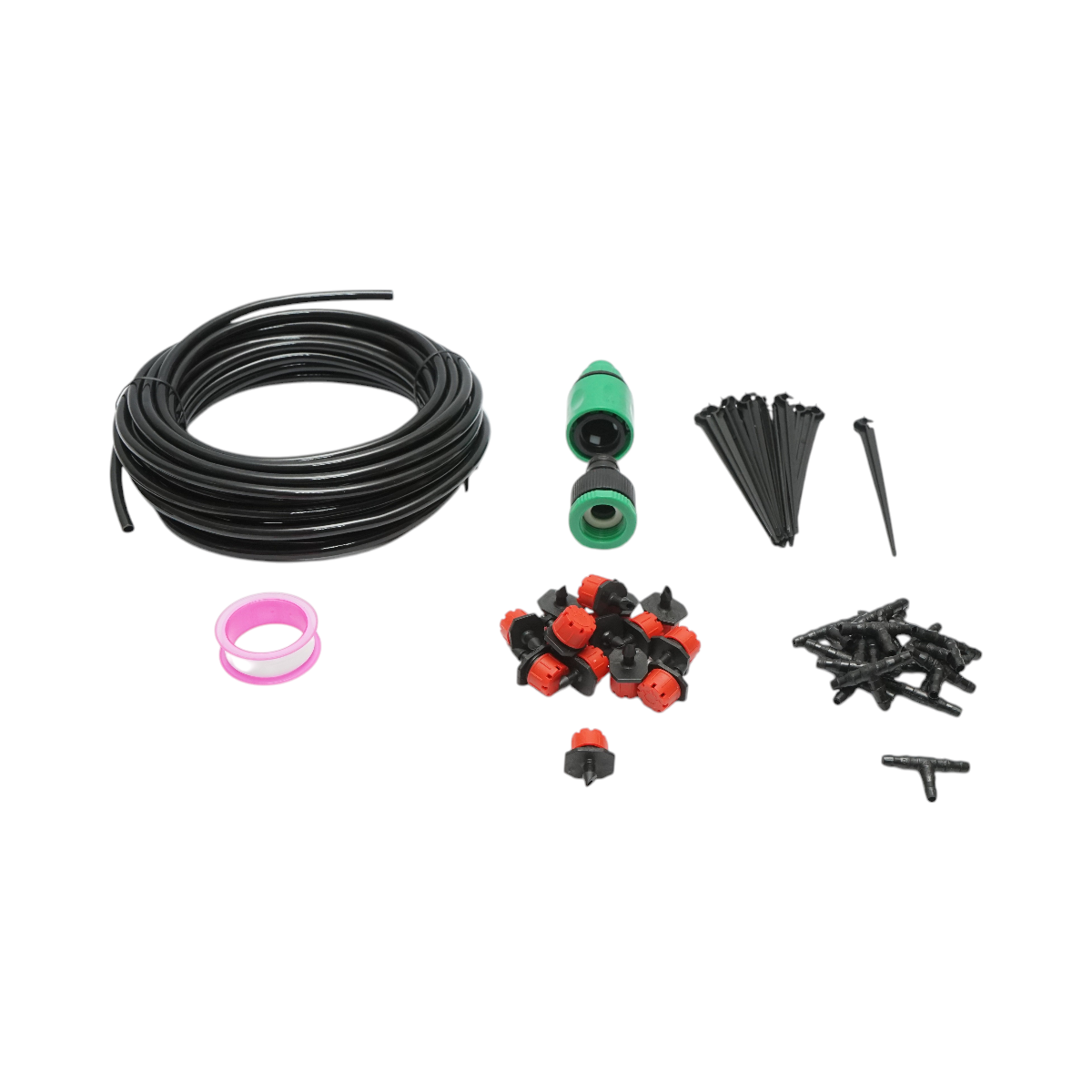Kit complet irigare prin picurare cu furtun 10m, duze, conectori, tije de fixare 49 piese - imagine 2