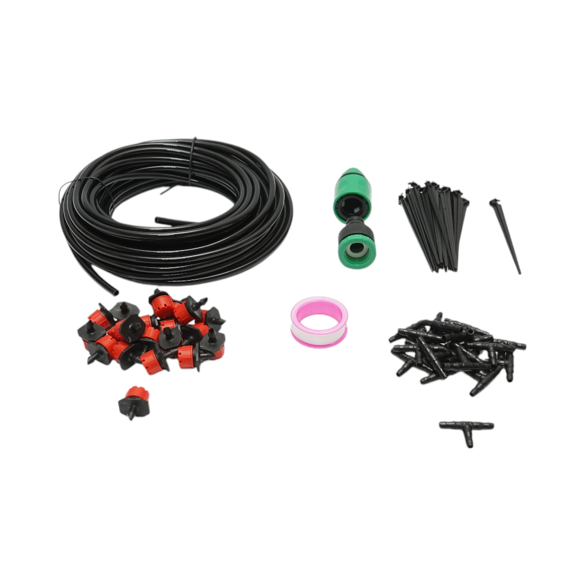 Kit complet irigare prin picurare cu furtun 15.5m, duze, conectori, tije de fixare 64 piese - imagine 2