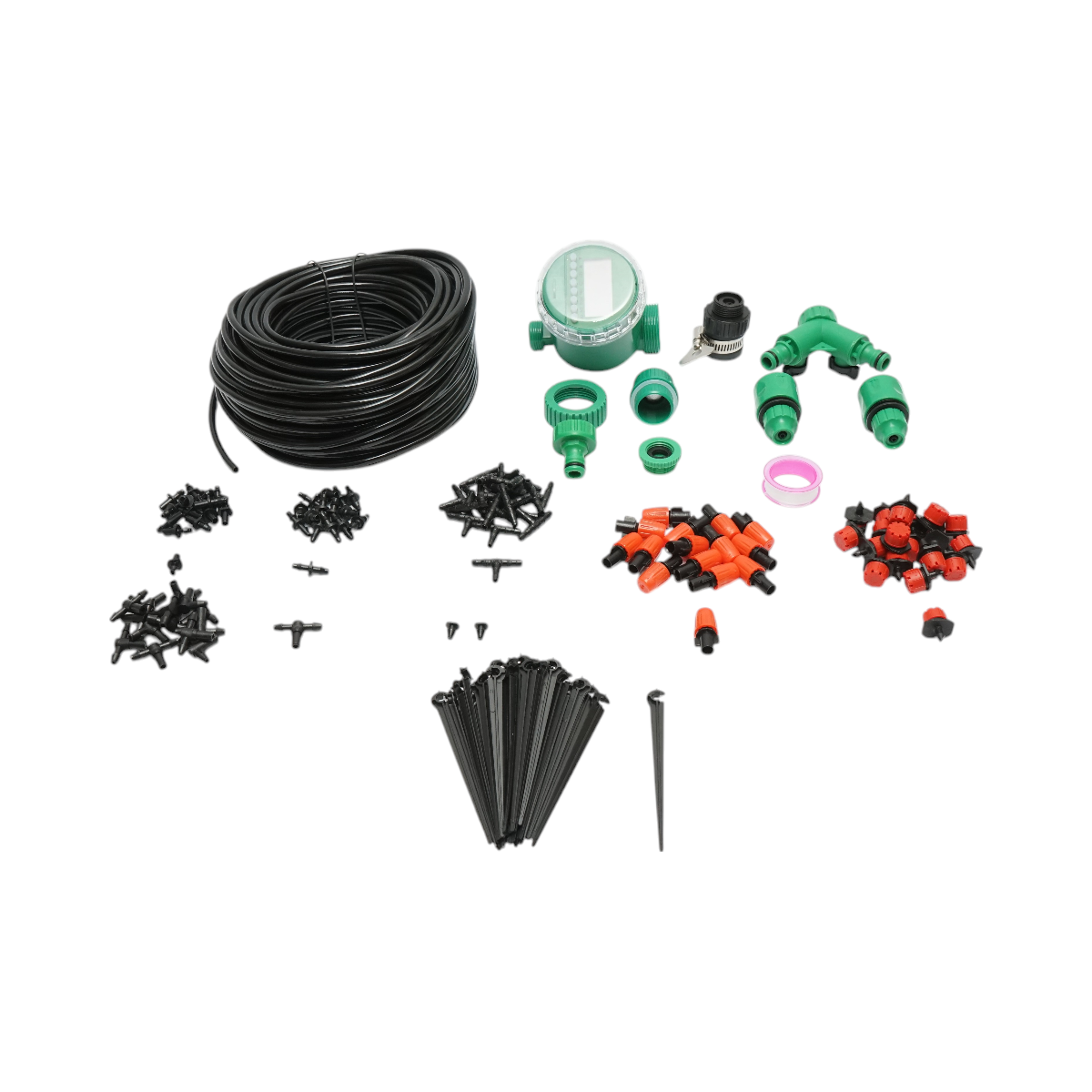 Kit complet irigare prin picurare si pulverizare cu furtun 41m, temporizator, duze, conectori, tije de fixare 147 piese - imagine 2