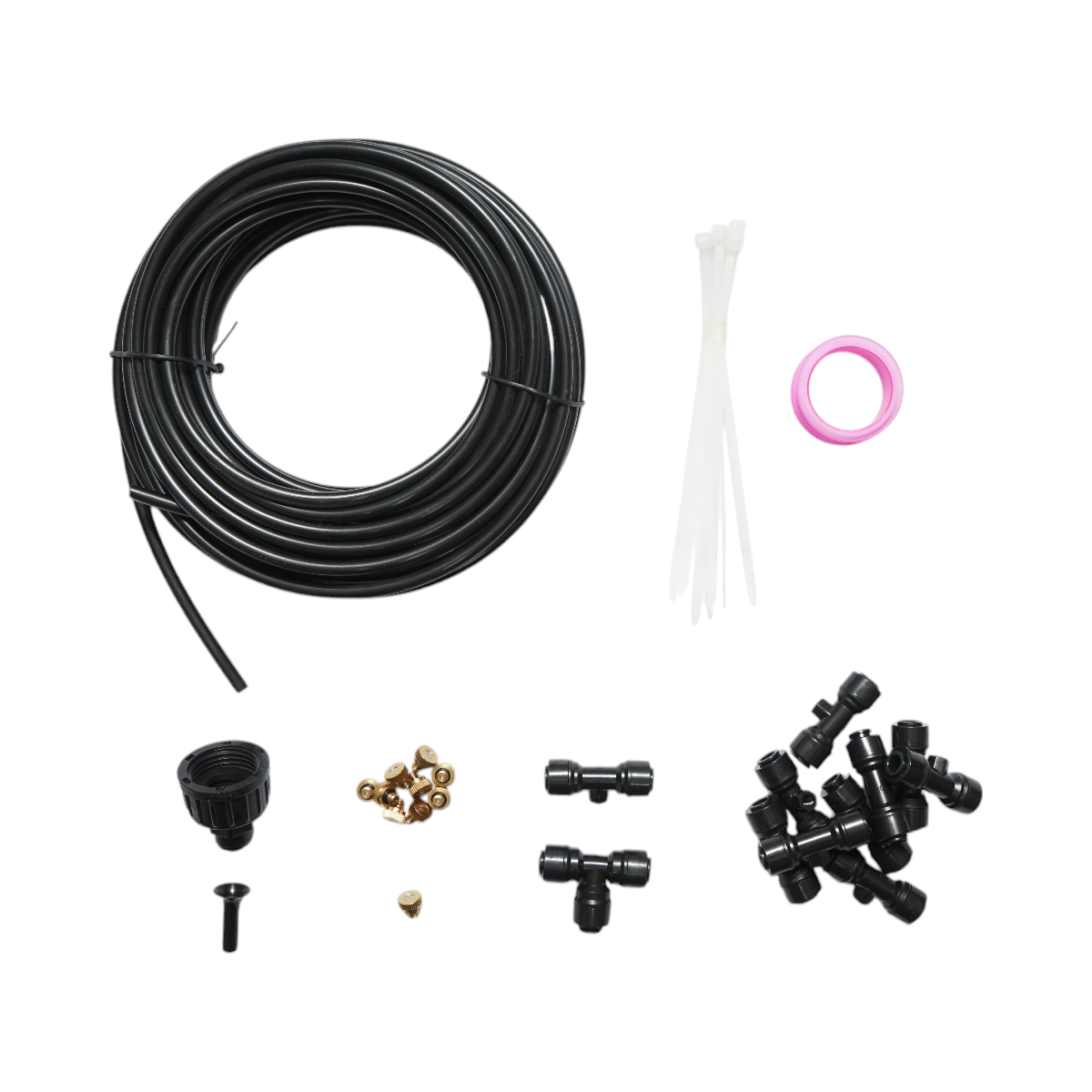 Kit complet pulverizare apa tip ceata cu furtun 10m, duze alama pentru terasa, gradina 35 piese - imagine 3