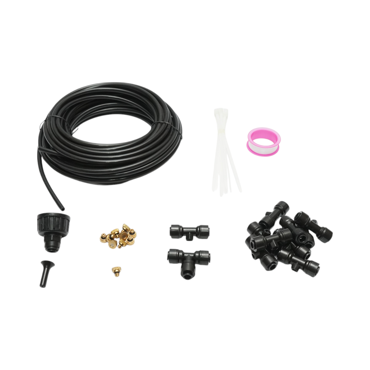 Kit complet pulverizare apa tip ceata cu furtun 10m, duze alama pentru terasa, gradina 35 piese - imagine 4