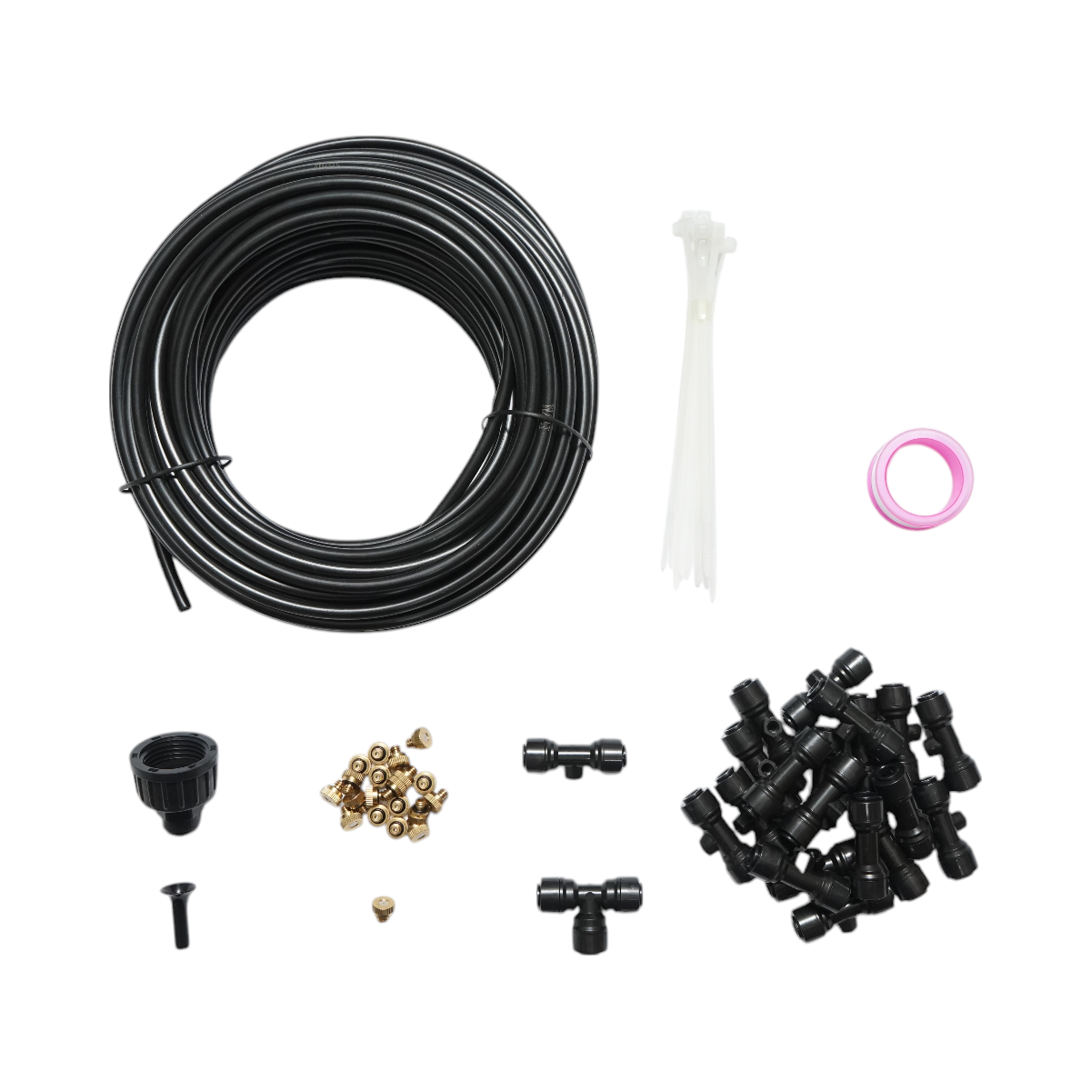 Kit complet pulverizare apa tip ceata cu furtun 20m, duze alama pentru terasa, gradina 65 piese - imagine 3