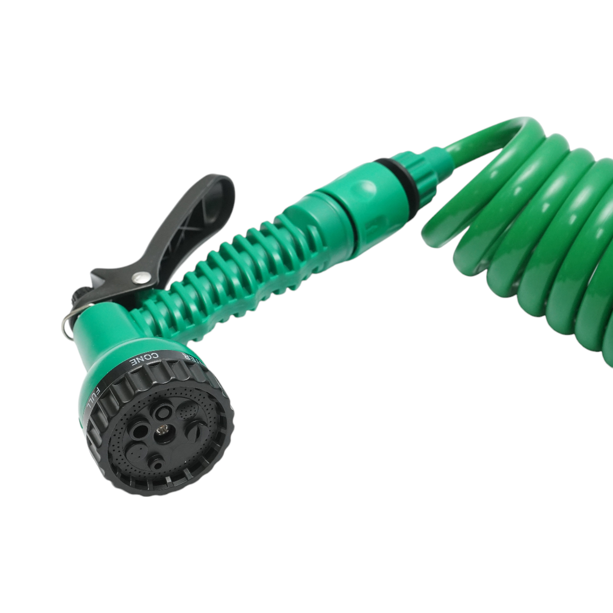 Furtun gradina spiralat extensibil 7.5m cu pistol reglabil 7 functii, adaptor 3/4, cupla rapida 1/2 - imagine 4
