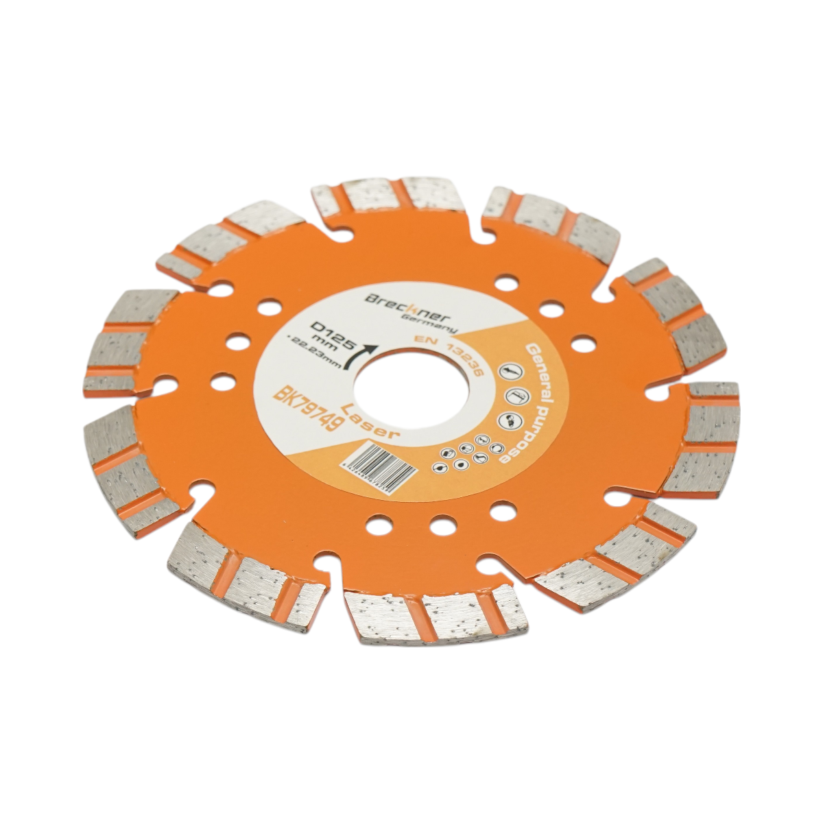 Disc diamantat turbo segmentat 125x22.23mm, segment 10mm pentru taiere beton armat, piatra dura, pavele, boltari Breckner Germany - imagine 3