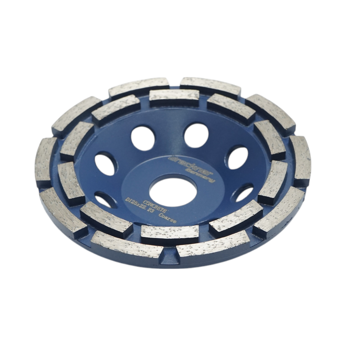 Disc diamantat segmentat tip cupa 125x22.23, dublu rand grosier, standard CONCRETE pentru slefuire beton, piatra, mozaic Breckner Germany - imagine 3