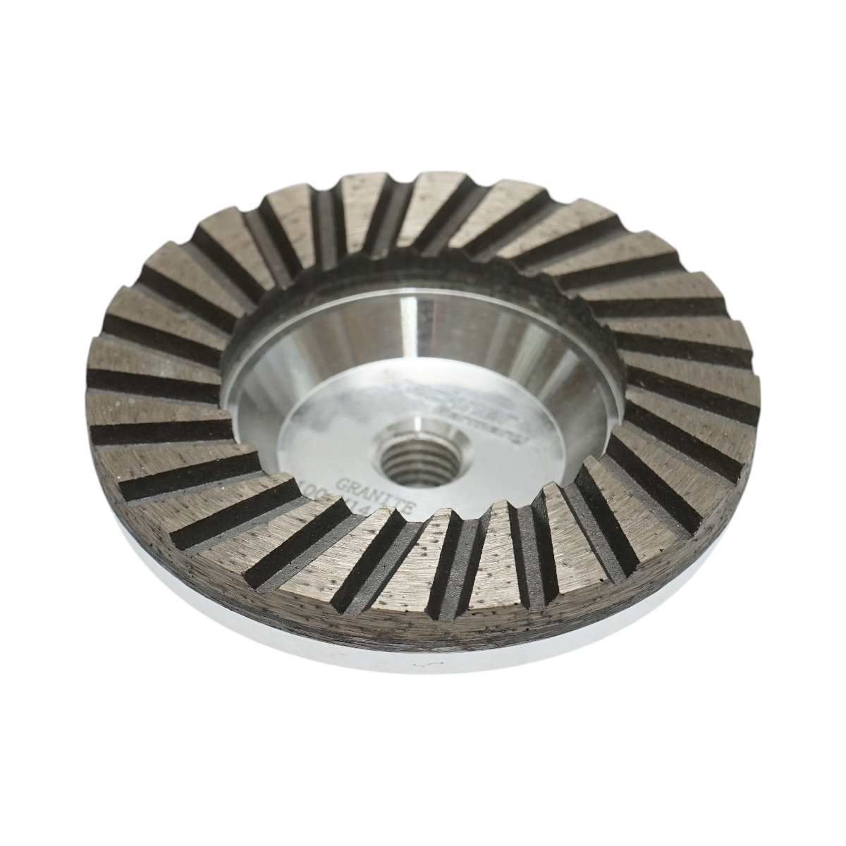 Disc diamantat turbo segmentat tip cupa 100mm, filet M14, grosier din aluminiu pentru slefuire granit Breckner Germany - imagine 3