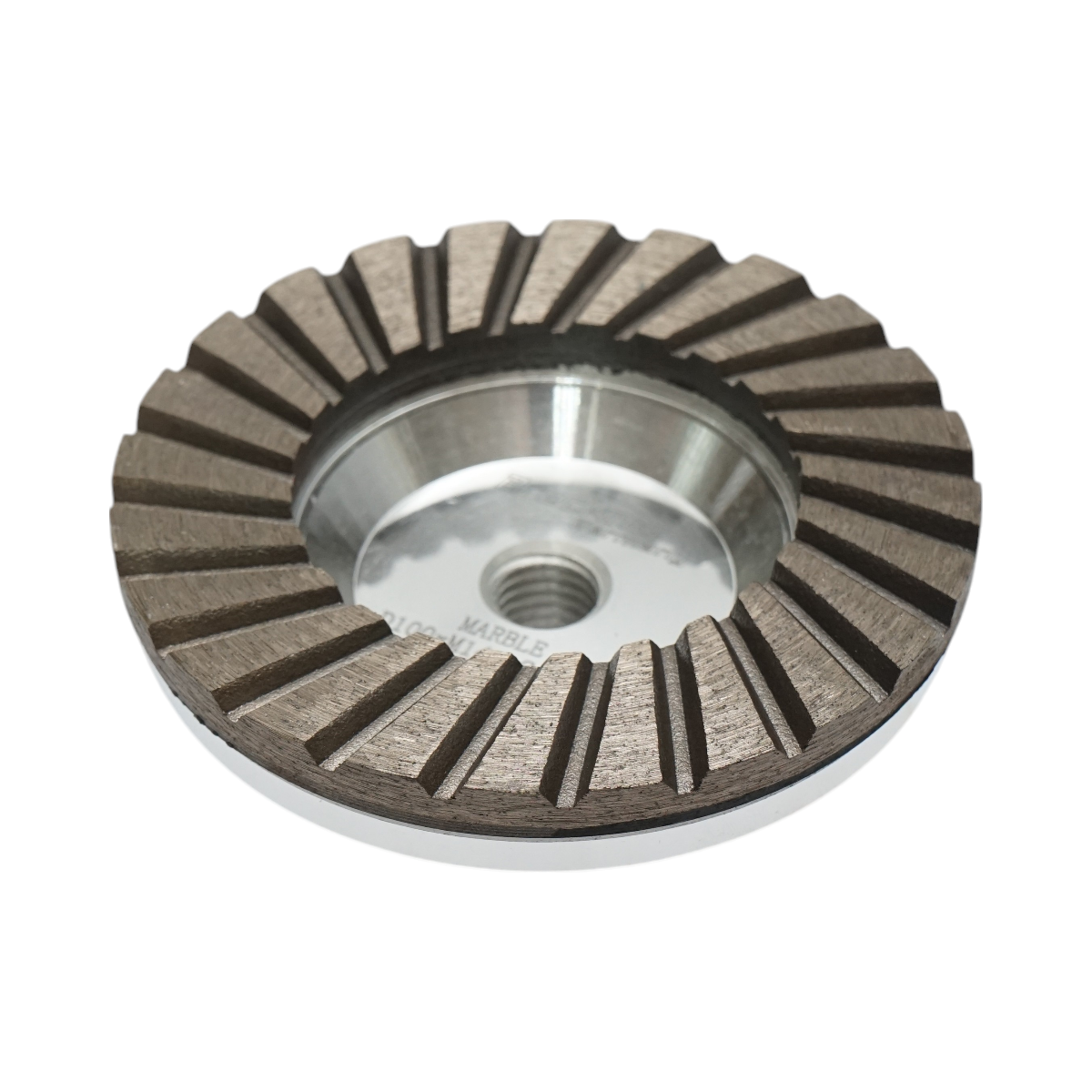Disc diamantat turbo segmentat tip cupa 100mm, filet M14, grosier din aluminiu pentru slefuire marmura Breckner Germany - imagine 3