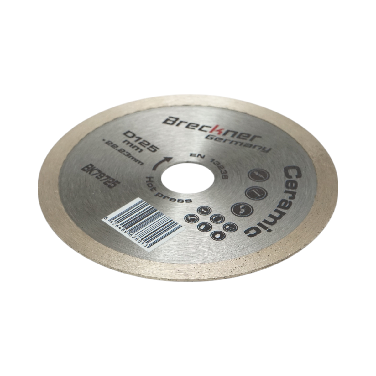 Disc diamantat continuu 125x22.23mm, segment 8mm pentru gresie, faianta Breckner Germany - imagine 3