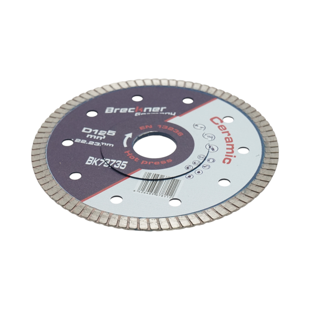 Disc diamantat turbo 125x22.23mm, segment 8mm pentru gresie, faianta, ceramica dura, marmura, granit Breckner Germany - imagine 3