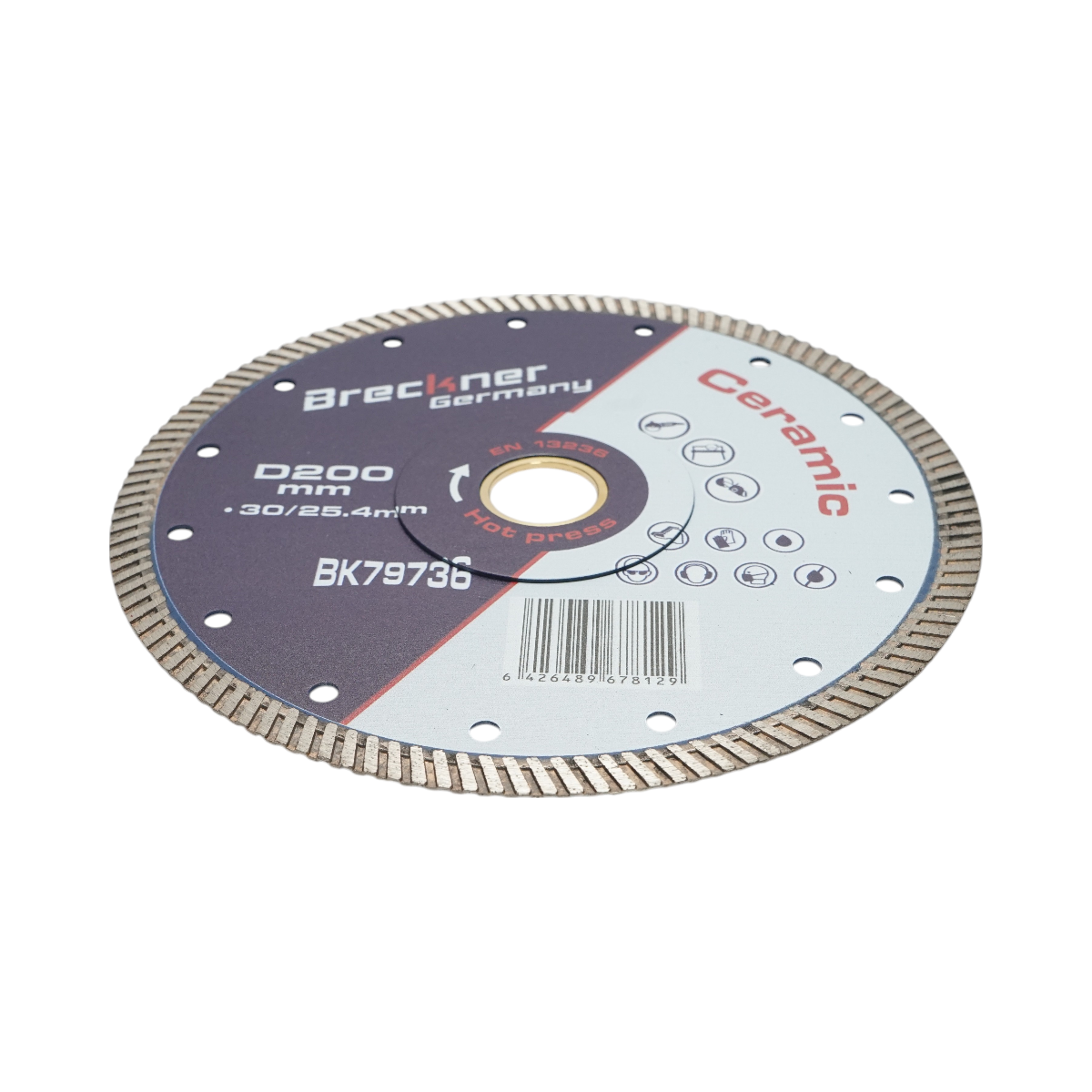 Disc diamantat turbo 200x30/25.4mm, segment 10mm pentru gresie, faianta, ceramica dura, marmura, granit Breckner Germany - imagine 3