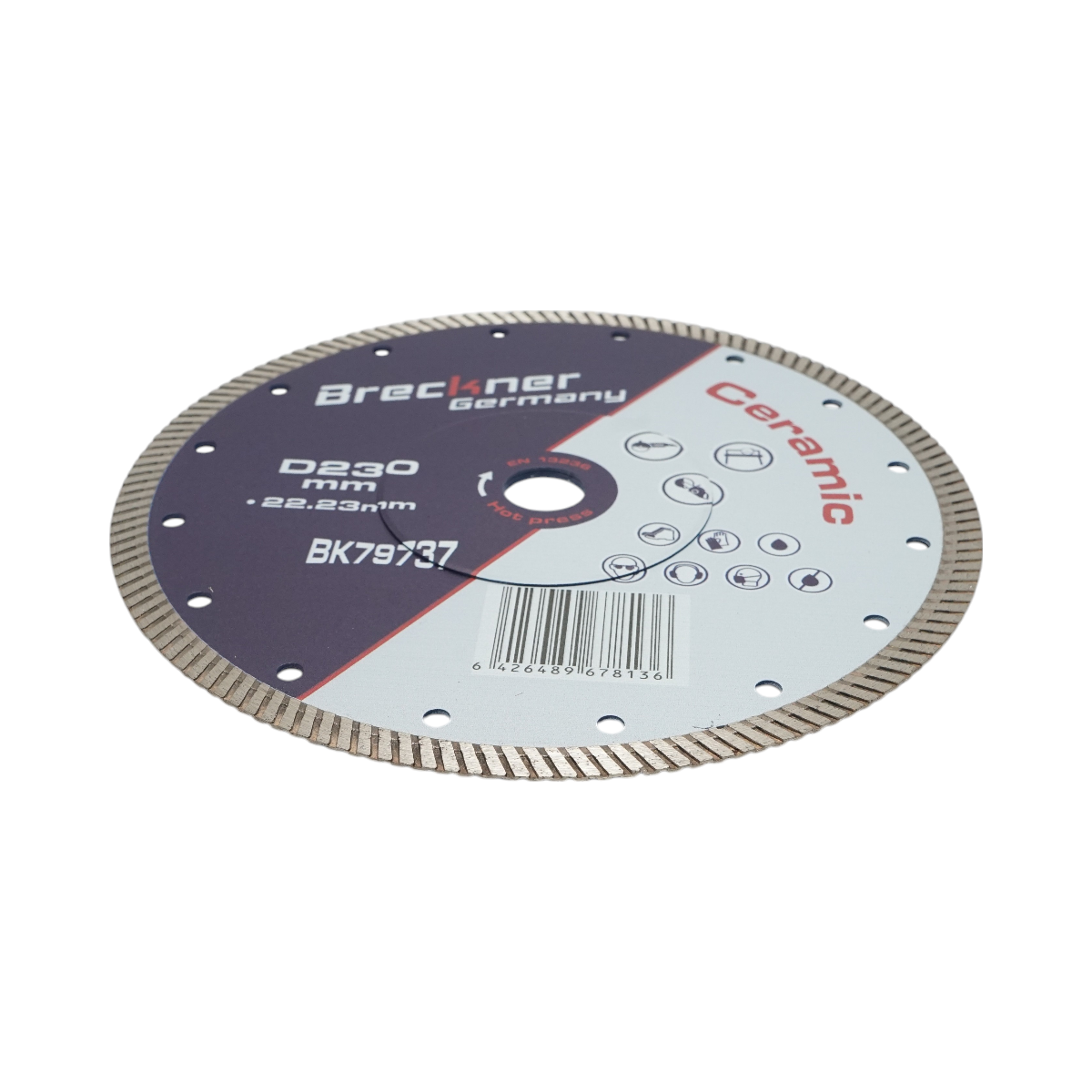 Disc diamantat turbo 230x22.23mm, segment 10mm pentru gresie, faianta, ceramica dura, marmura, granit Breckner Germany - imagine 3