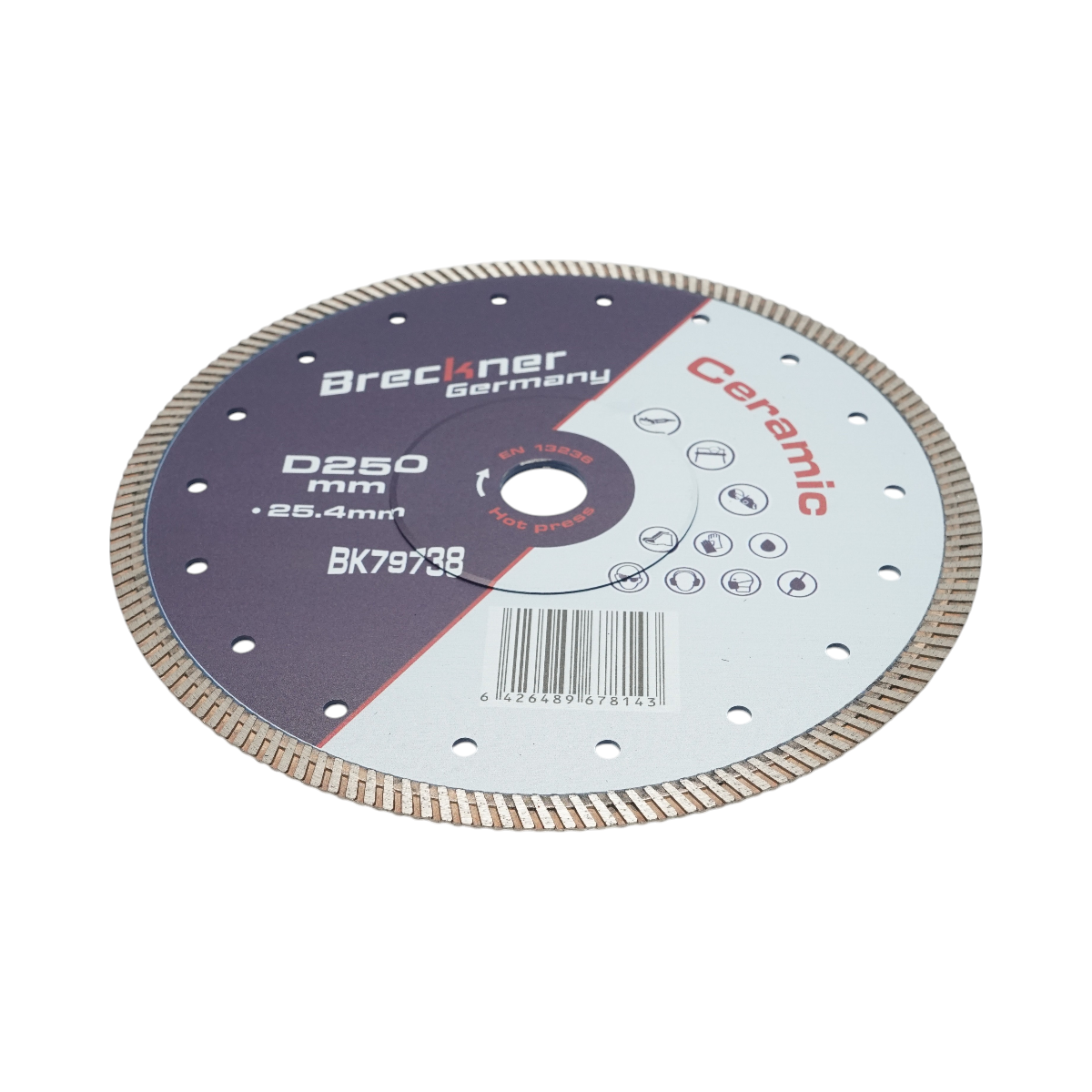 Disc diamantat turbo 250x25.4mm, segment 10mm pentru gresie, faianta, ceramica dura, marmura, granit Breckner Germany - imagine 3