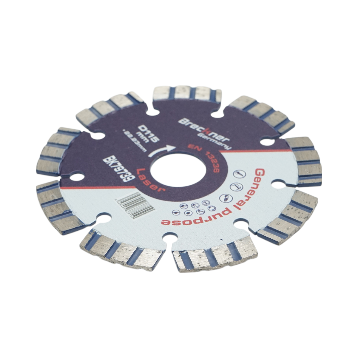 Disc diamantat turbo segmentat 115x22.23mm, segment 10mm pentru beton armat, piatra dura, pavele Breckner Germany - imagine 3