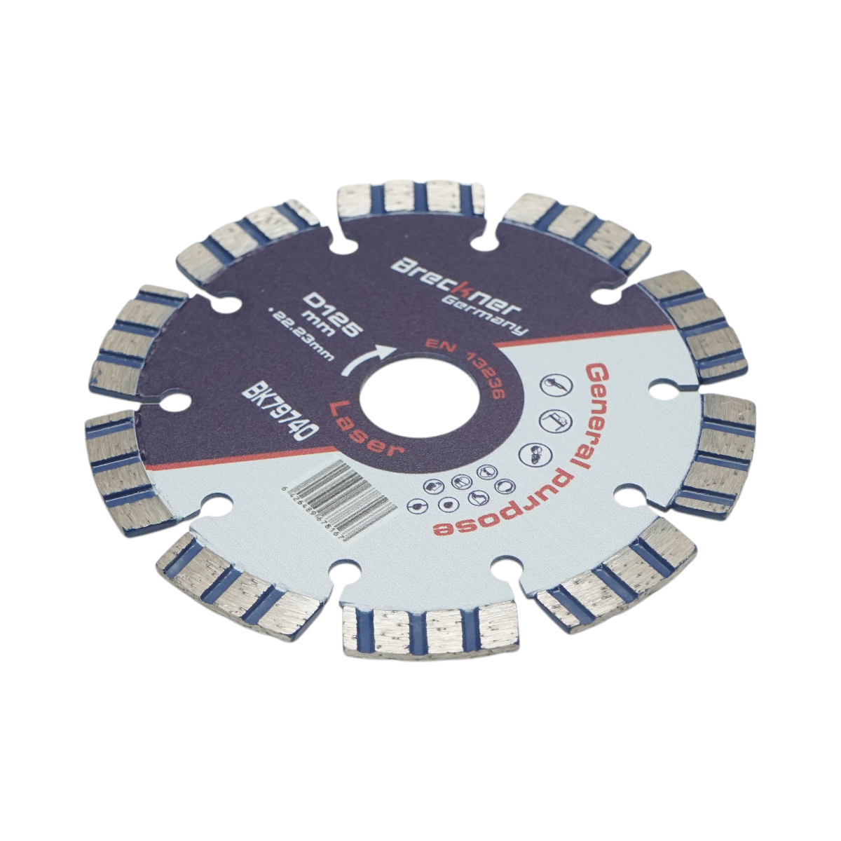 Disc diamantat turbo segmentat 125x22.23mm, segment 10mm pentru beton armat, piatra dura, pavele Breckner Germany - imagine 3