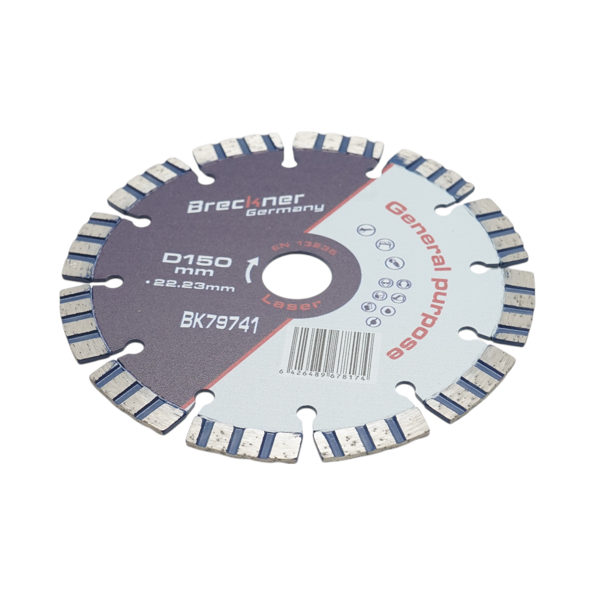 Disc diamantat turbo segmentat 150x22.23mm, segment 10mm pentru beton armat, piatra dura, pavele Breckner Germany - imagine 3