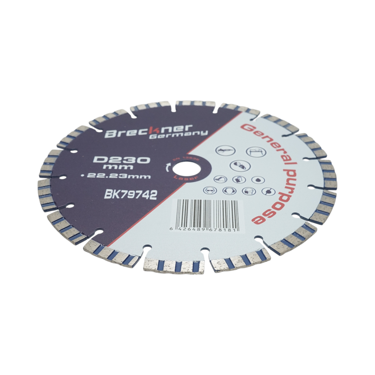 Disc diamantat turbo segmentat 230x22.23mm, segment 10mm pentru beton armat, piatra dura, pavele Breckner Germany - imagine 3
