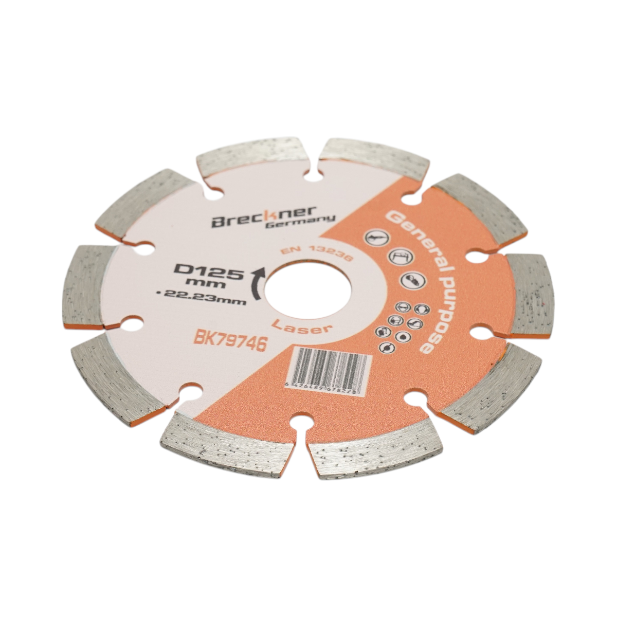 Disc diamantat segmentat 125x22.23mm, segment 10mm pentru caramida, beton, zidarie, boltari, piatra Breckner Germany - imagine 3