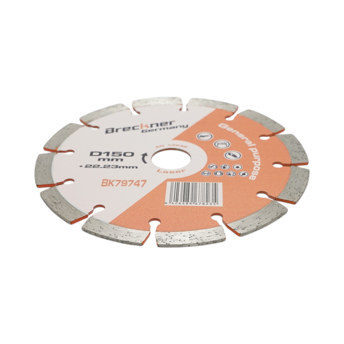 Disc diamantat segmentat 150x22.23mm, segment 10mm pentru caramida, beton, zidarie, boltari, piatra Breckner Germany - imagine 3