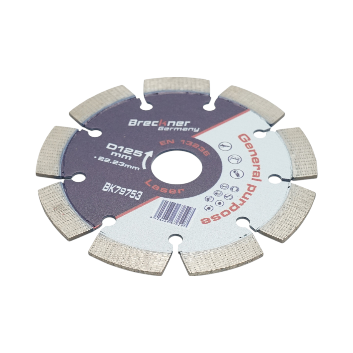 Disc diamantat segmentat 125x22.23mm, segment 12mm pentru beton, pavele, mozaic, boltari, caramida Breckner Germany - imagine 3