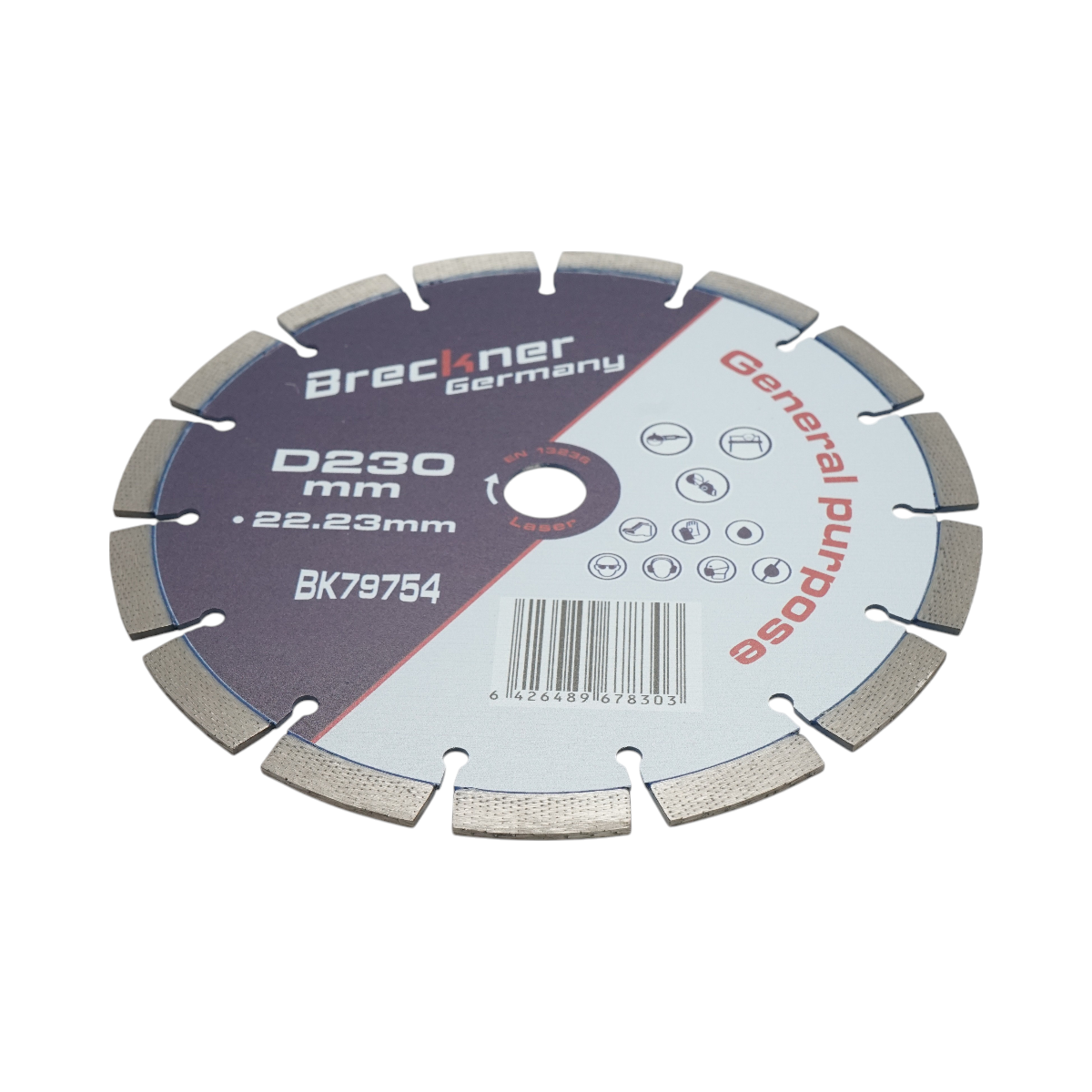 Disc diamantat segmentat 230x22.23mm, segment 12mm pentru beton, pavele, mozaic, boltari, caramida Breckner Germany - imagine 3