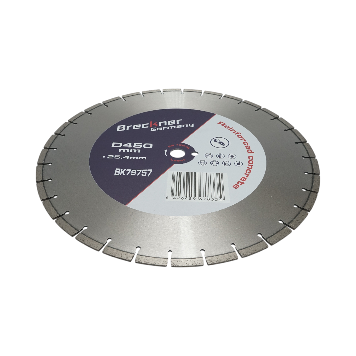 Disc diamantat segmentat 450x25.4mm, segment 10mm pentru beton armat, pavele, boltari, piatra dura Breckner Germany - imagine 3