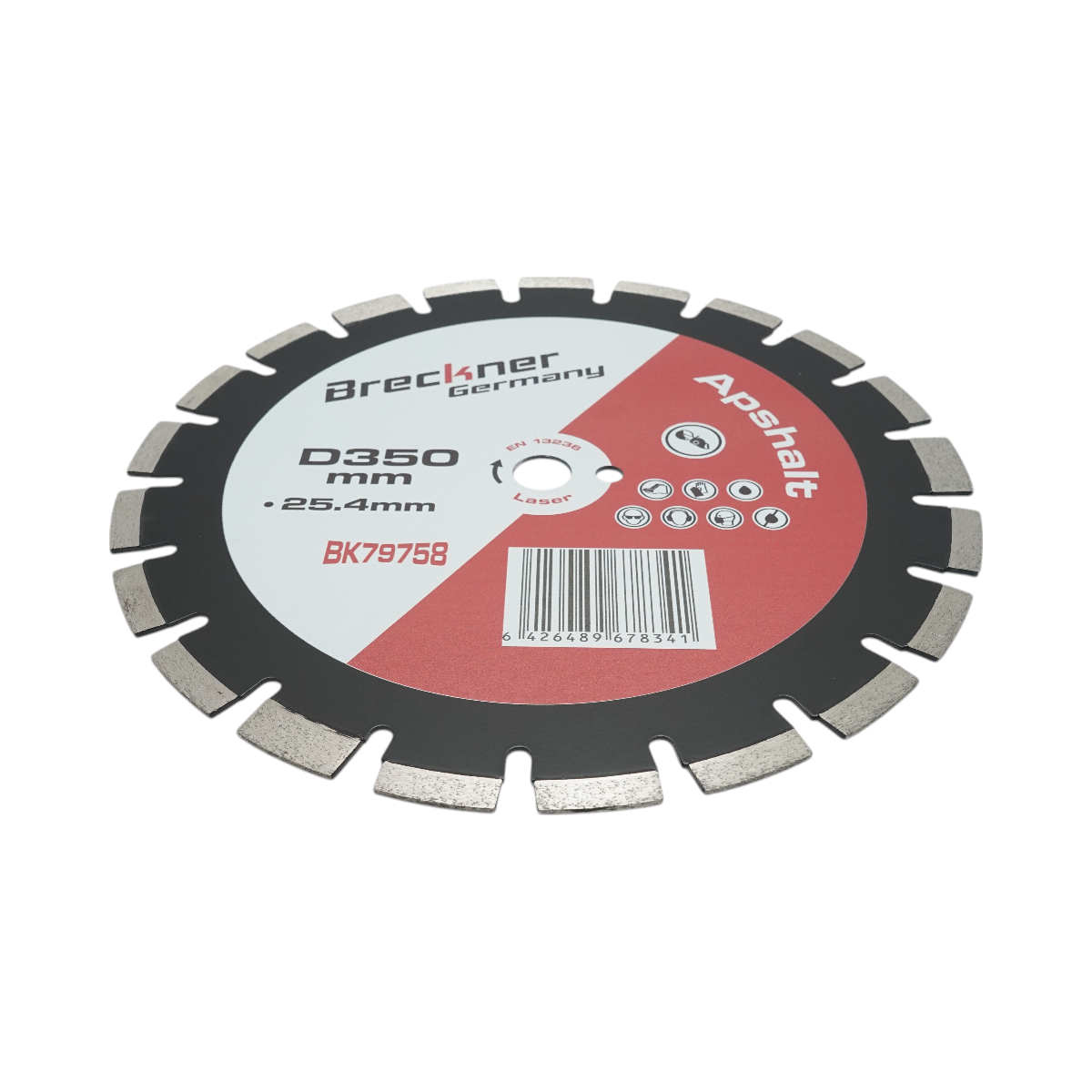 Disc diamantat segmentat 350x25.4mm, A40 segment 12mm pentru asfalt, beton proaspat Breckner Germany - imagine 3