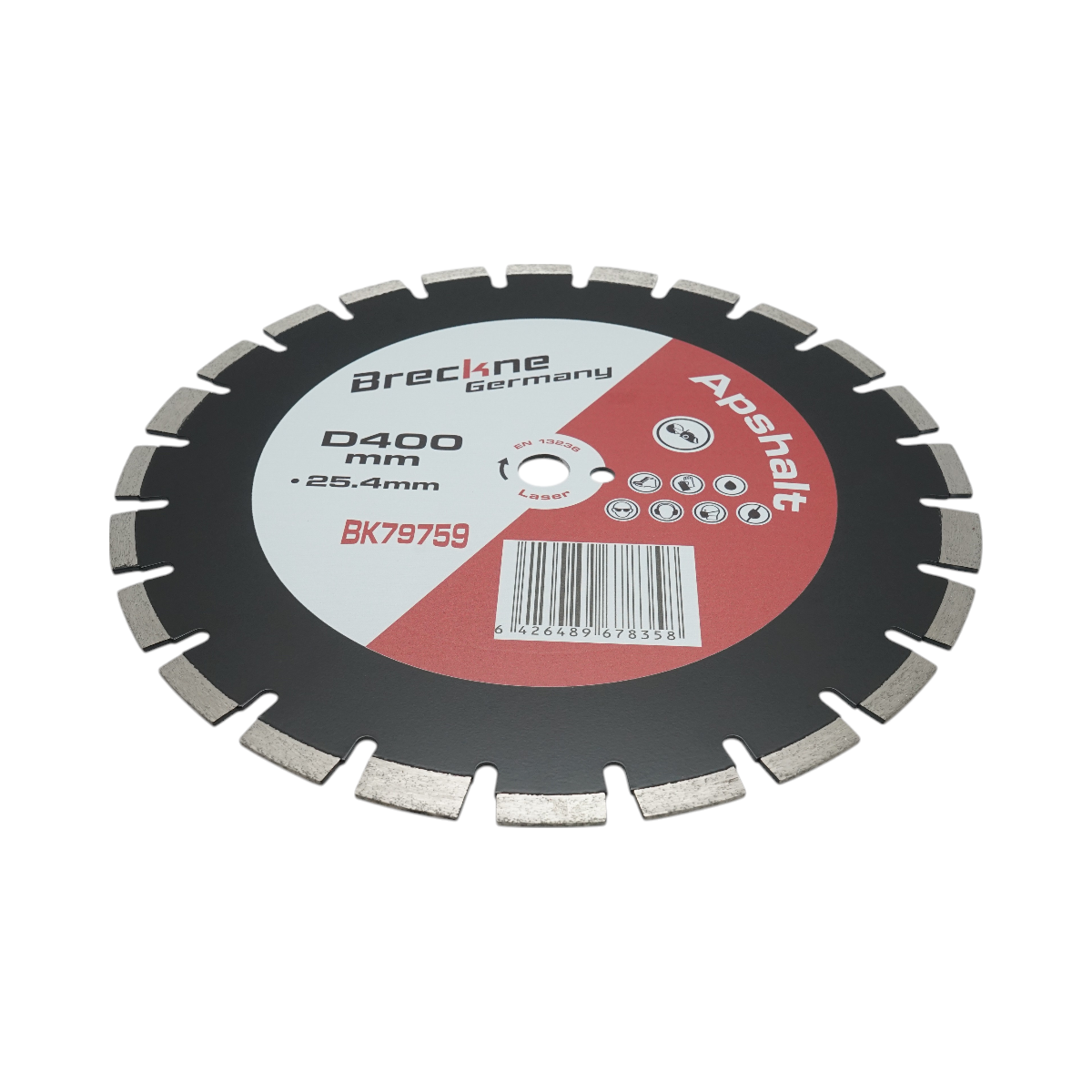 Disc diamantat segmentat 400x25.4mm, A40 segment 12mm pentru asfalt, beton proaspat Breckner Germany - imagine 3