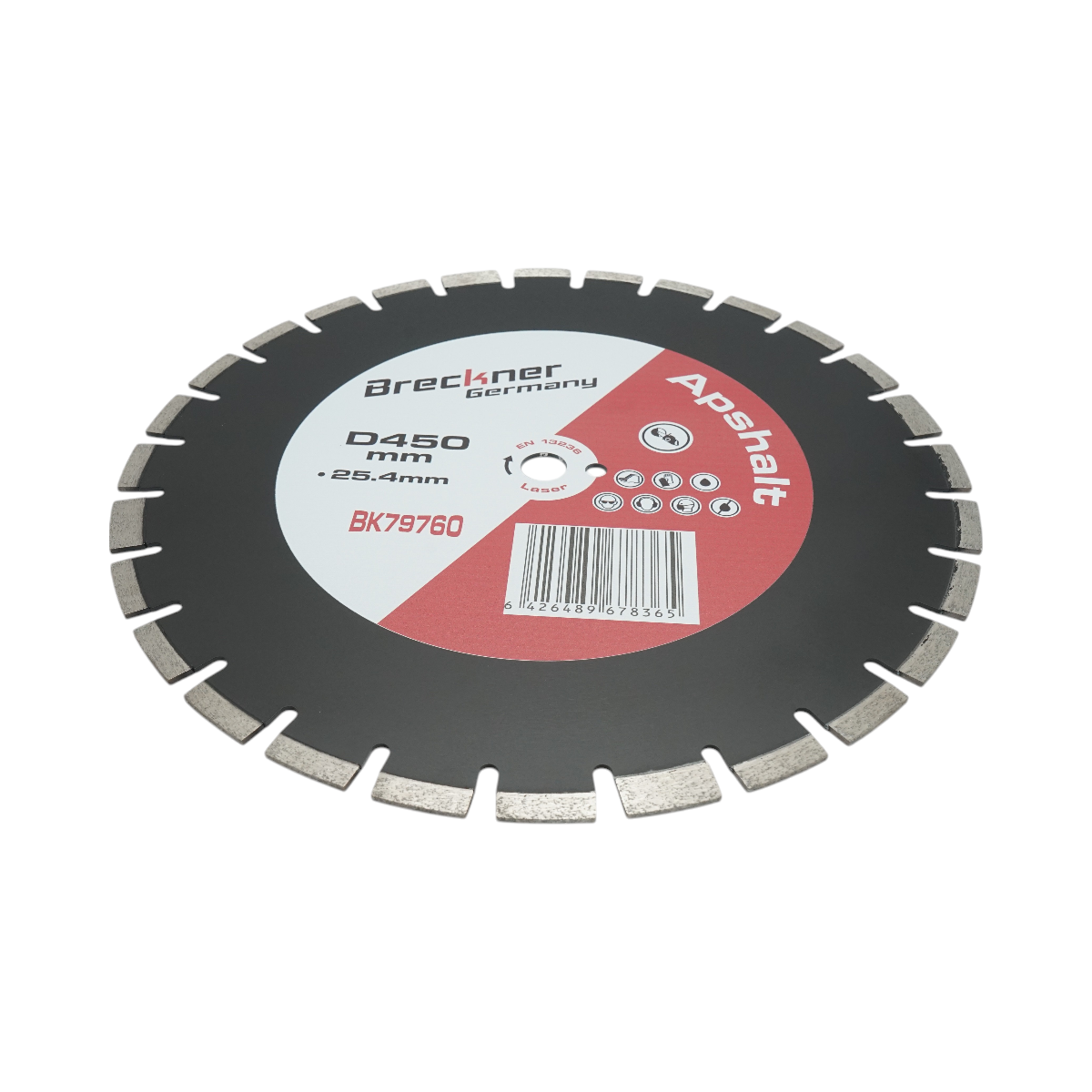 Disc diamantat segmentat 450x25.4mm, A40 segment 12mm pentru asfalt, beton proaspat Breckner Germany - imagine 3