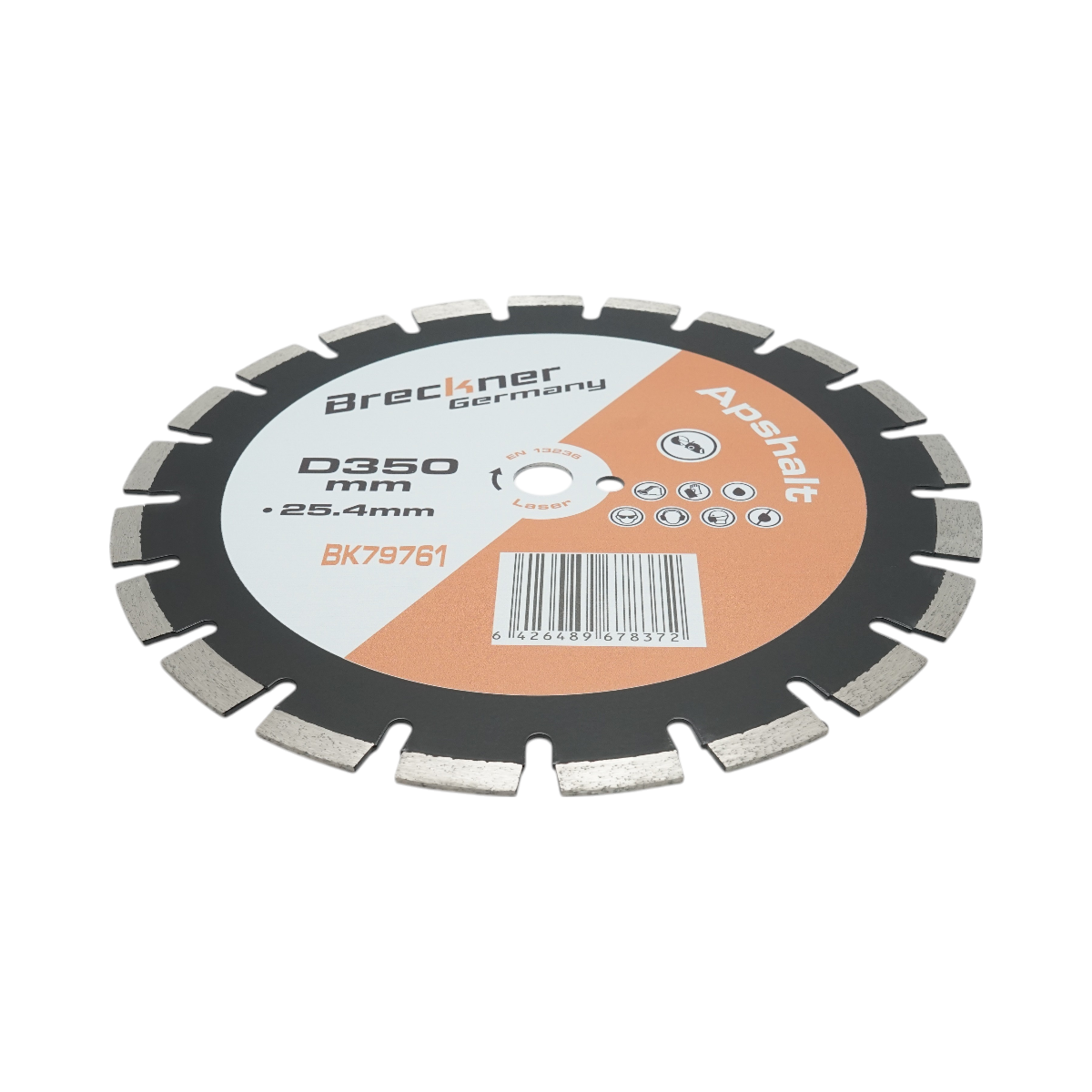 Disc diamantat segmentat 350x25.4mm, B40 segment 12mm pentru asfalt-beton, caramida, sapa Breckner Germany - imagine 3