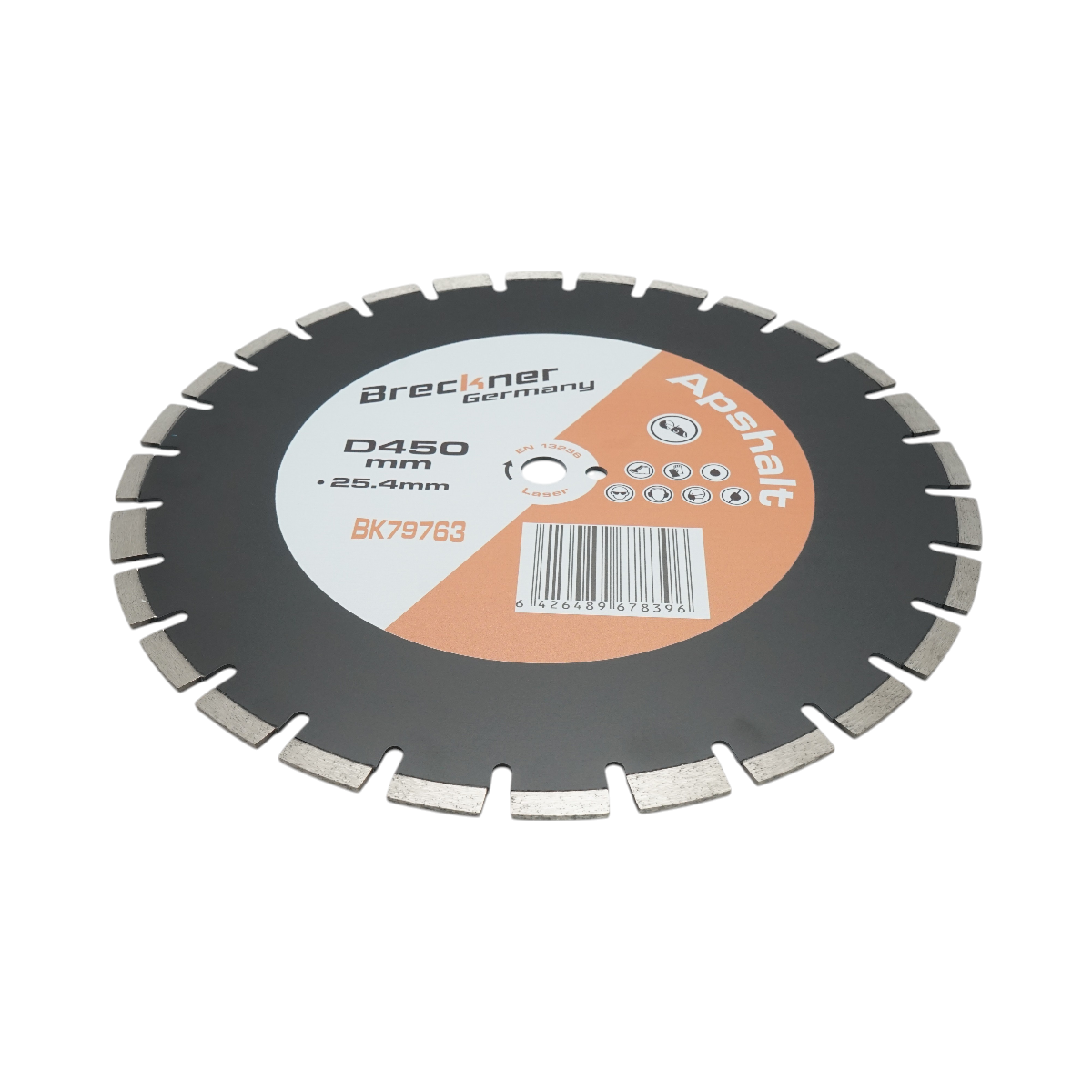 Disc diamantat segmentat 450x25.4mm, B40 segment 12mm pentru asfalt-beton, caramida, sapa Breckner Germany - imagine 3