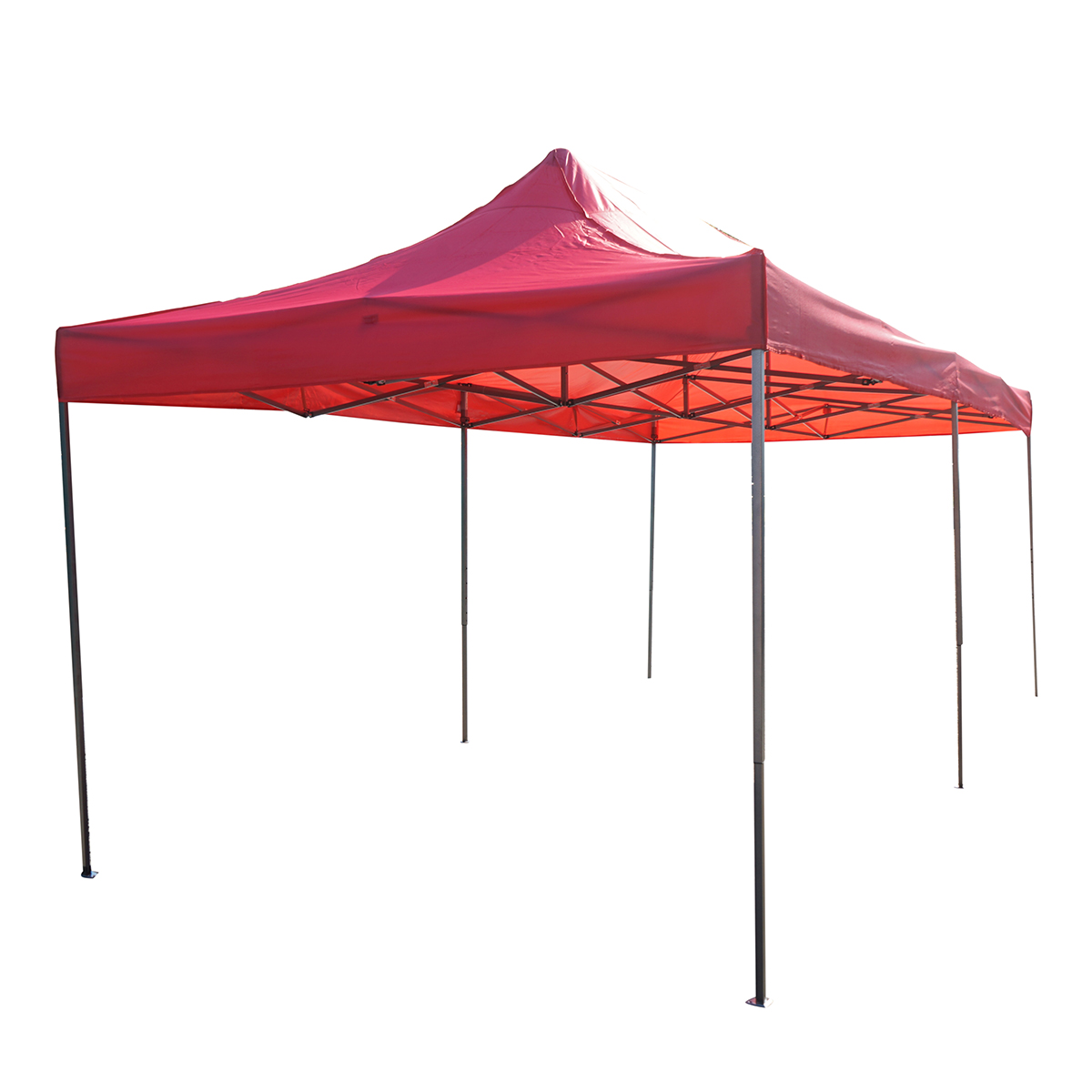 Cort pavilion pliabil 3x6m rosu impermeabil, inaltime reglabila, cadru metalic Breckner Germany - imagine 3