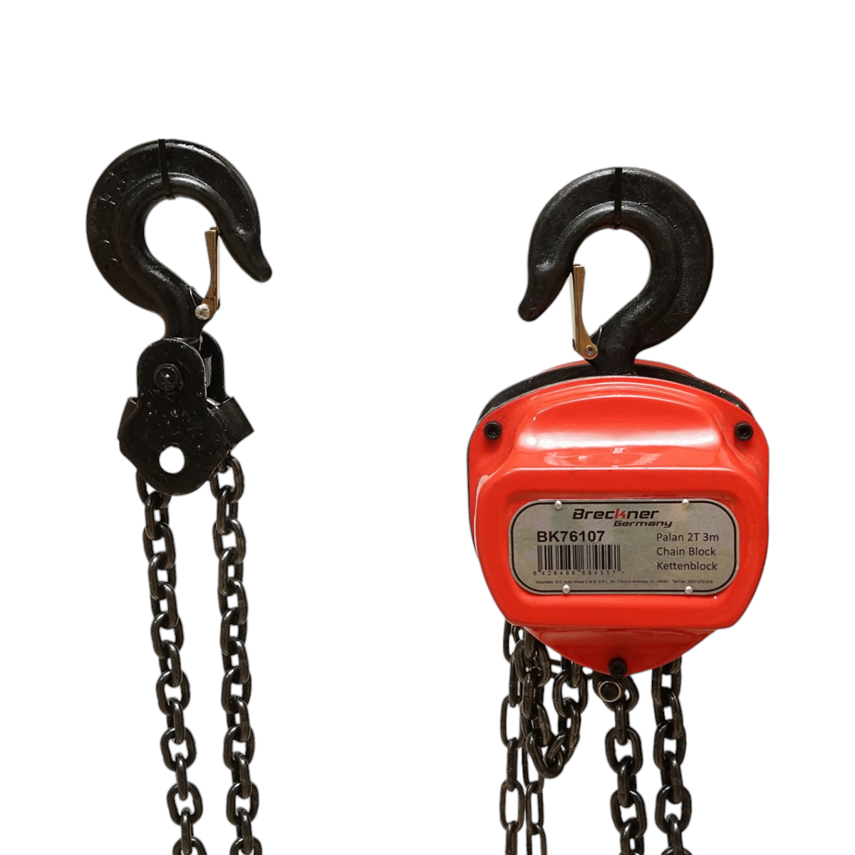 Palan manual cu lant 3m, sarcina maxima 2000kg, carlig cu siguranta 2T Breckner Germany - imagine 2