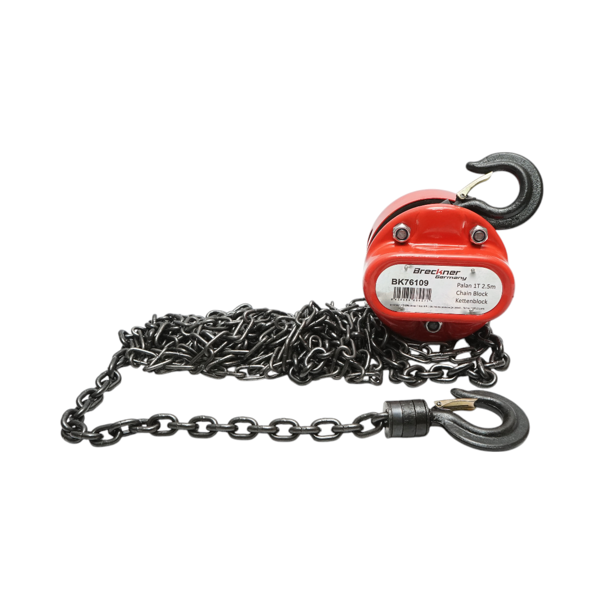 Palan manual cu lant 2.5m, sarcina maxima 1000kg, carlig cu siguranta 1T Breckner Germany