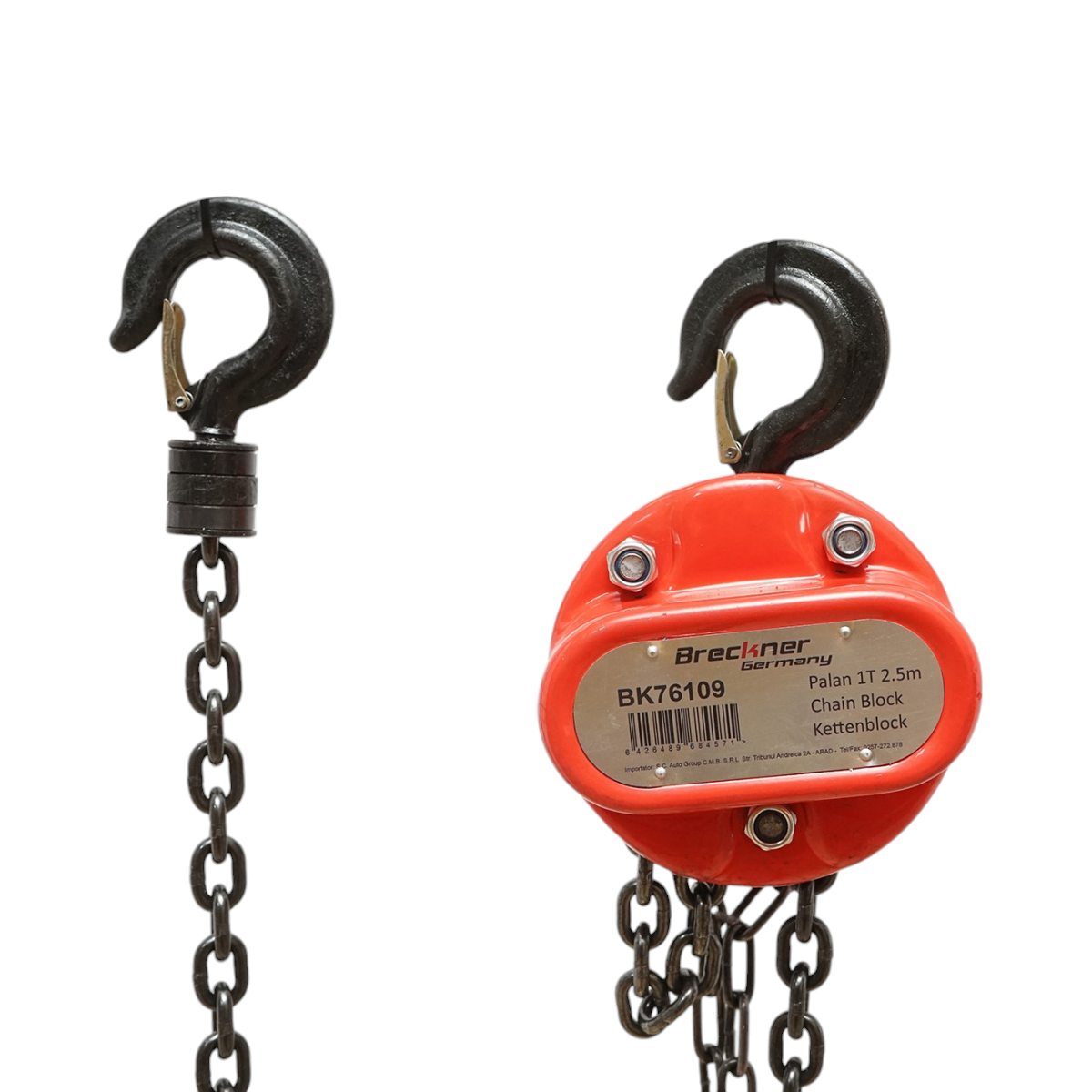 Palan manual cu lant 2.5m, sarcina maxima 1000kg, carlig cu siguranta 1T Breckner Germany - imagine 2
