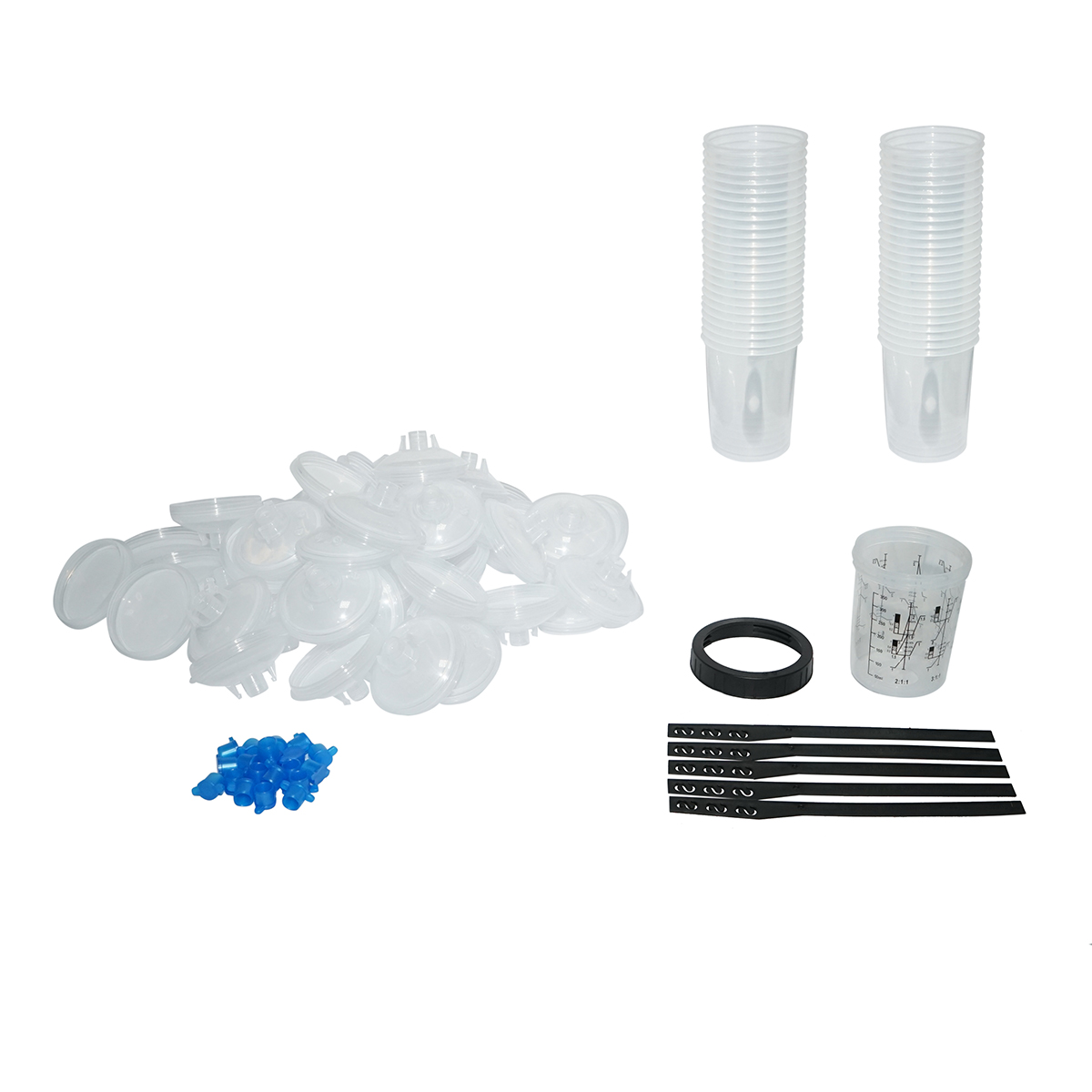 Set 50 pahare 400 ml mixare vopsea cu capac filtrant 125 microni pentru pistol de vopsit