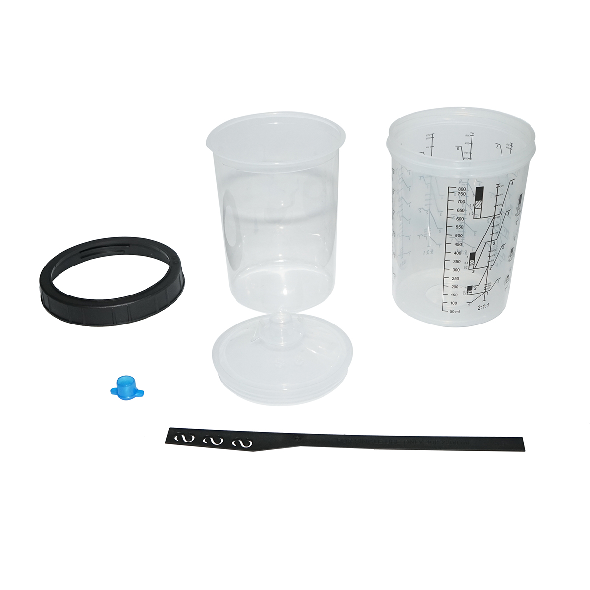Set 50 pahare 800 ml mixare vopsea cu capac filtrant 125 microni pentru pistol de vopsit - imagine 2