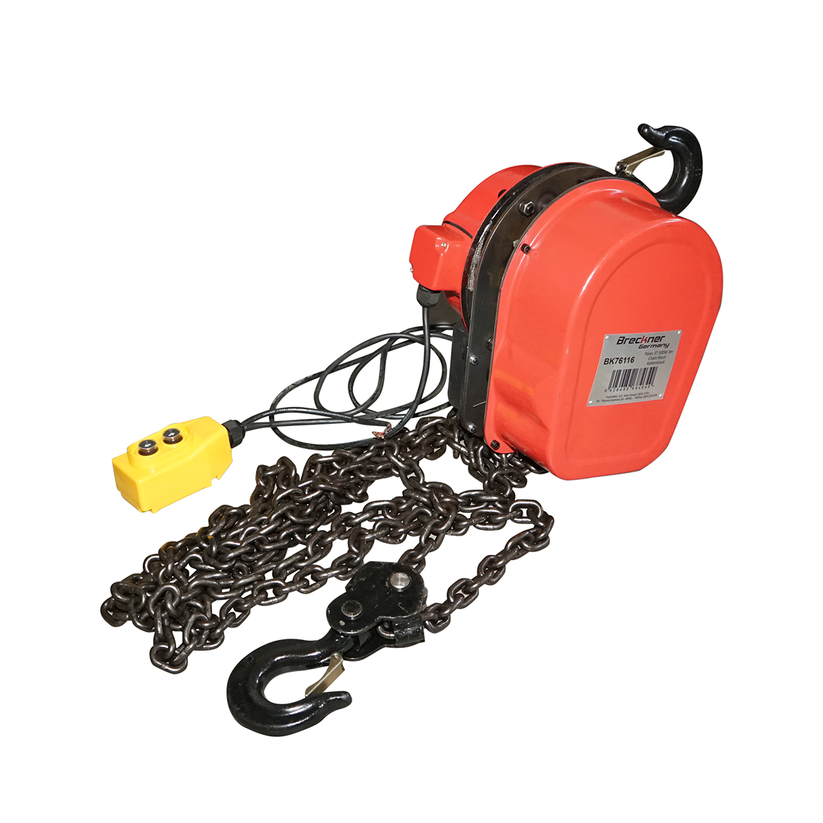 Palan electric otel 380V, 500W cu lant 3m, sarcina maxima 3000Kg, carlig cu siguranta 3T Breckner Germany