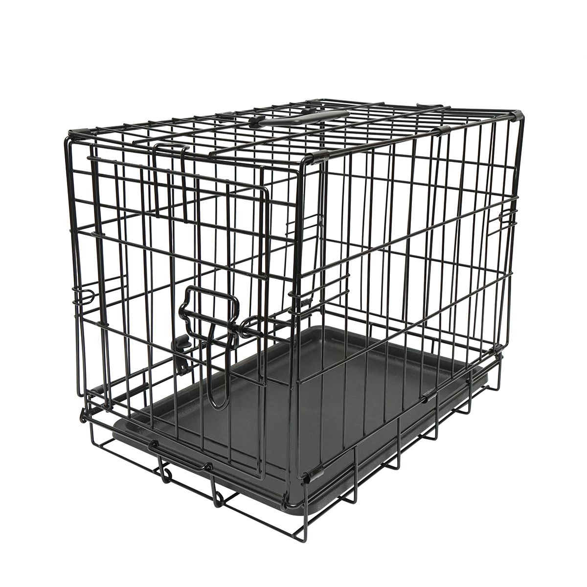 Cusca transport animale pliabila din metal cu tava detasabila si maner 44.5x30.5x36.5cm - imagine 2