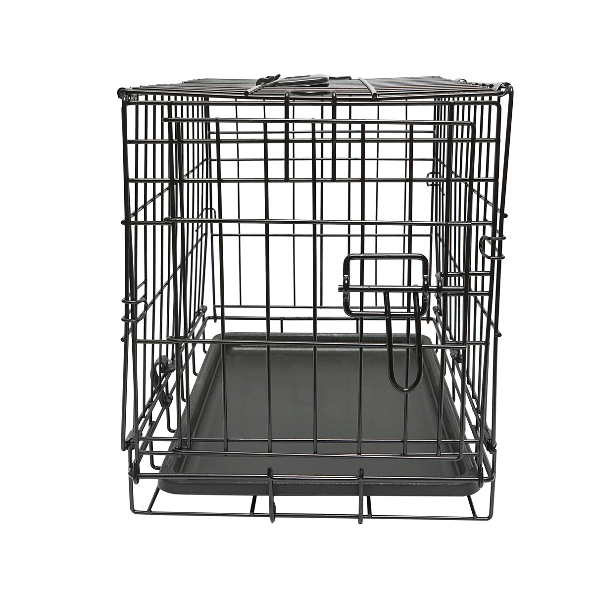 Cusca transport animale pliabila din metal cu tava detasabila si maner 44.5x30.5x36.5cm - imagine 4