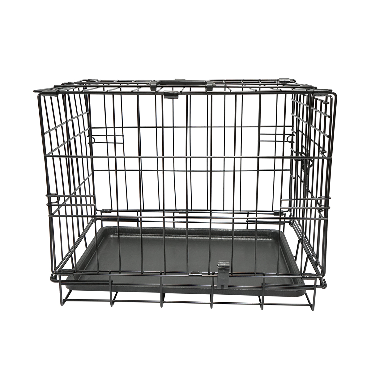 Cusca transport animale pliabila din metal cu tava detasabila si maner 44.5x30.5x36.5cm - imagine 3