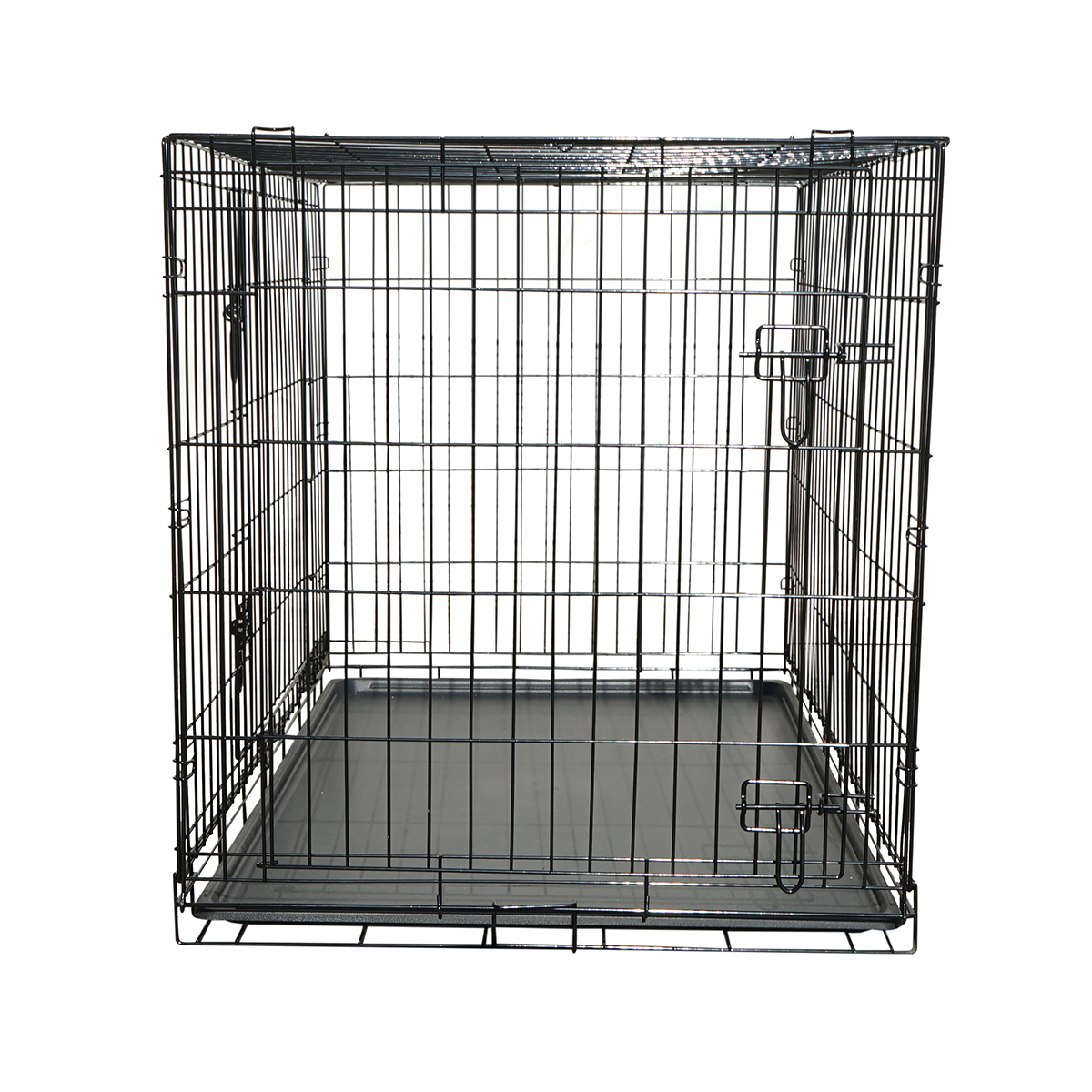 Cusca transport animale pliabila din metal cu 2 usi, tava detasabila si maner 90x60x67cm - imagine 3