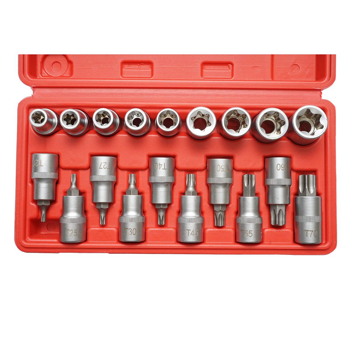 Trusa chei tubulare E-Torx E10-E24, biti torx T20-T70, patrat 1/2 inch 19 piese - imagine 3