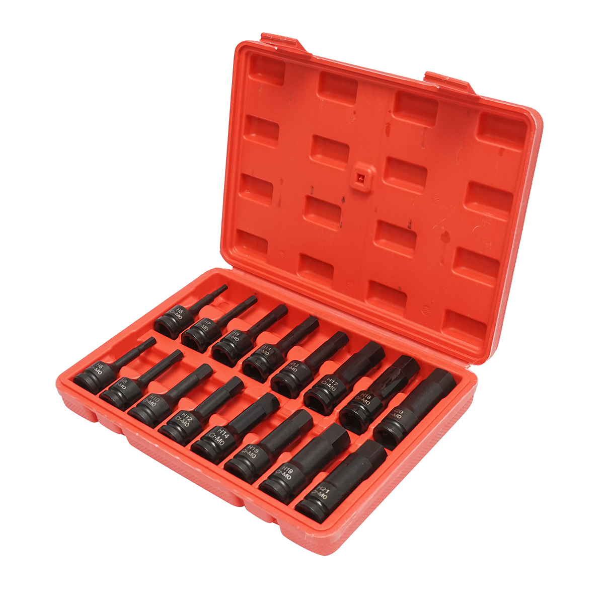 Trusa chei tubulare imbus de impact hexagonale lungi H5-H21, patrat 1/2 inch Cr-Mo 16 piese - imagine 2