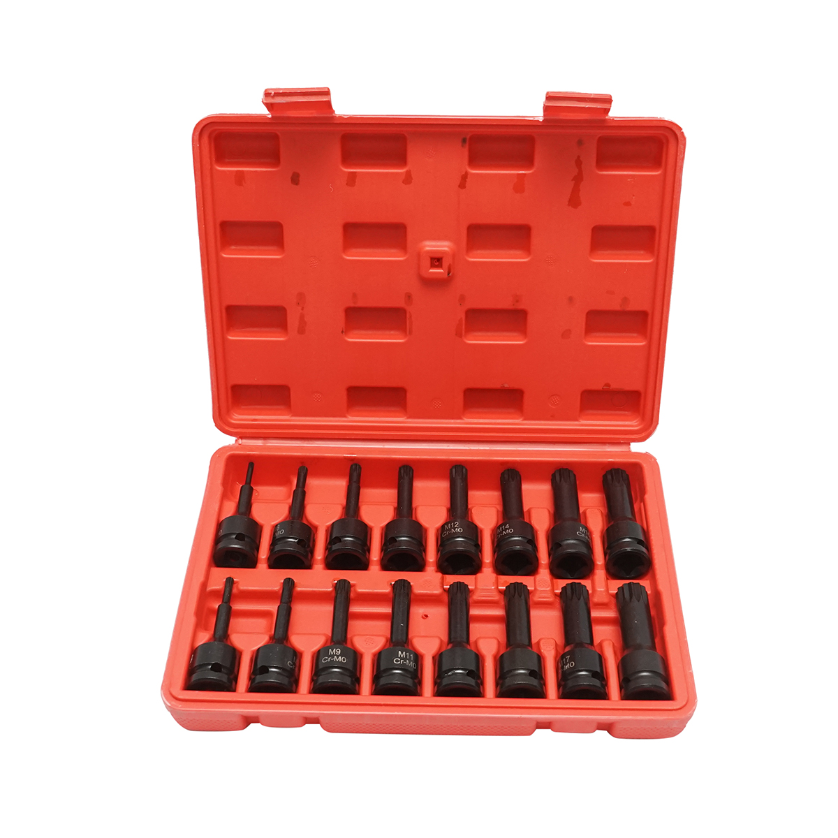 Trusa chei tubulare de impact spline lungi M4-M19, patrat 1/2 inch 16 piese
