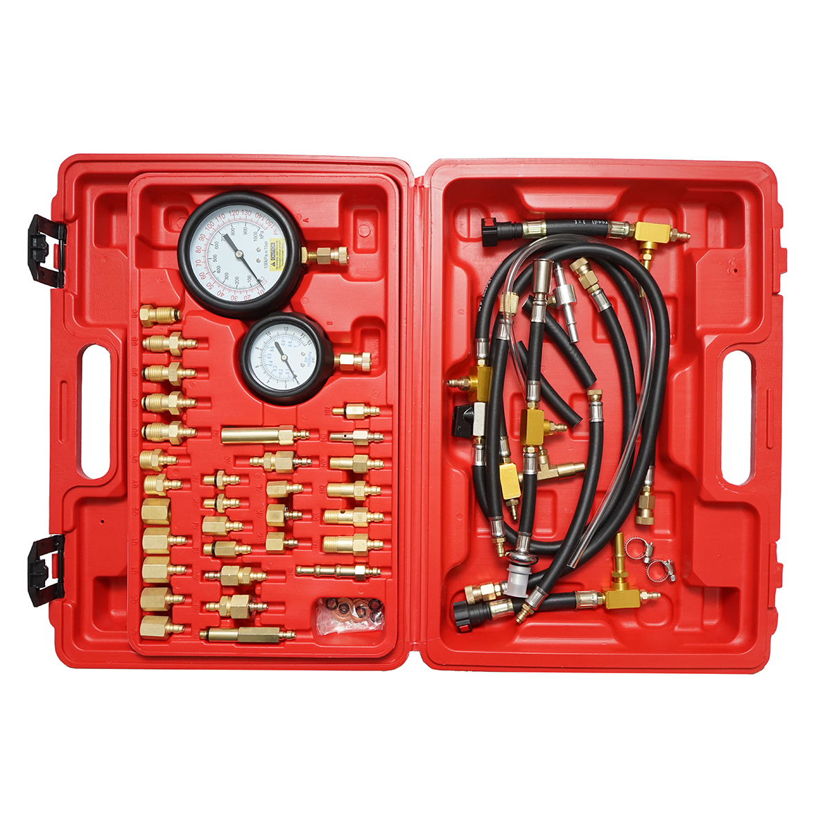 Trusa tester presiune sistem injectie benzina cu 2 manometre, adaptoare universale Breckner Germany - imagine 3