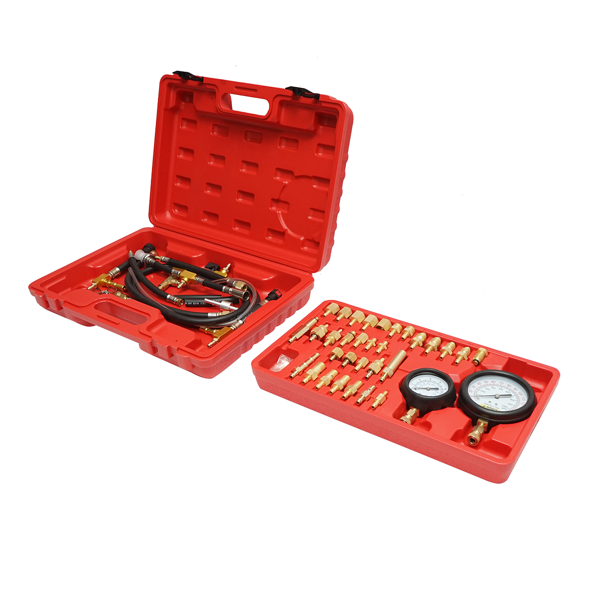 Trusa tester presiune sistem injectie benzina cu 2 manometre, adaptoare universale Breckner Germany - imagine 2