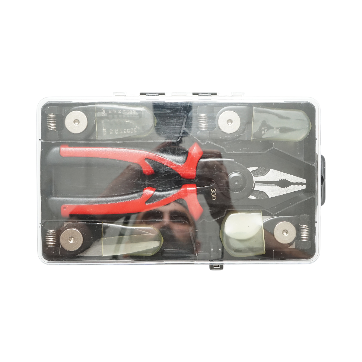 Set multifunctional 5 in 1 cu foarfeca, cleste patent, taiere, sertizare, dezizolare cabluri - imagine 3